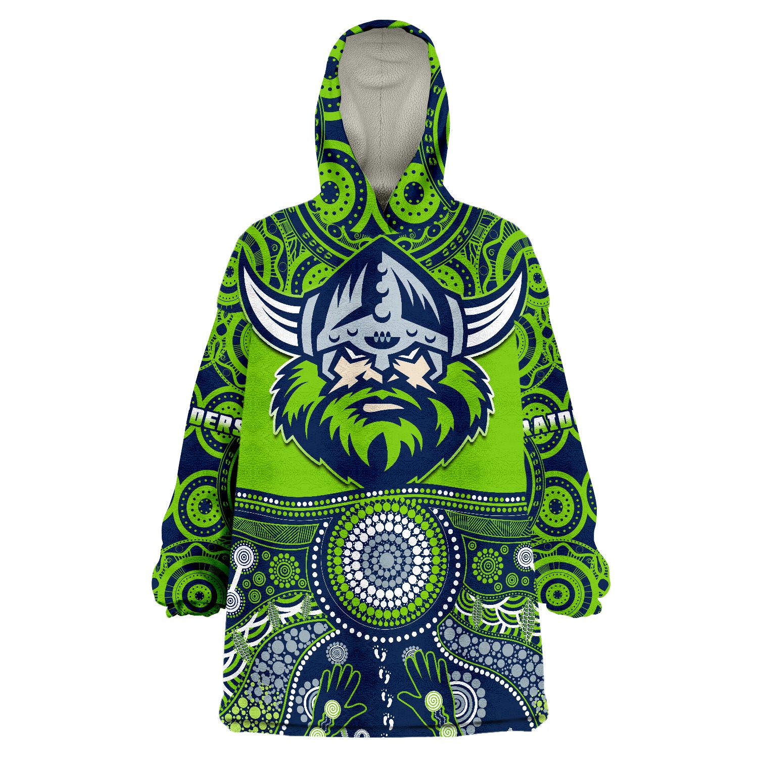 Raiders Rugby Aboriginal Pattern Wearable Blanket Hoodie - Vibe Hoodie Shop