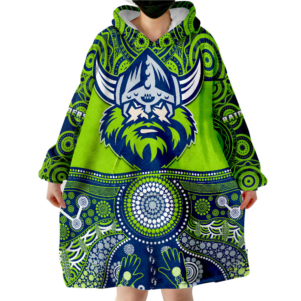 Raiders Rugby Aboriginal Pattern Wearable Blanket Hoodie - Vibe Hoodie Shop