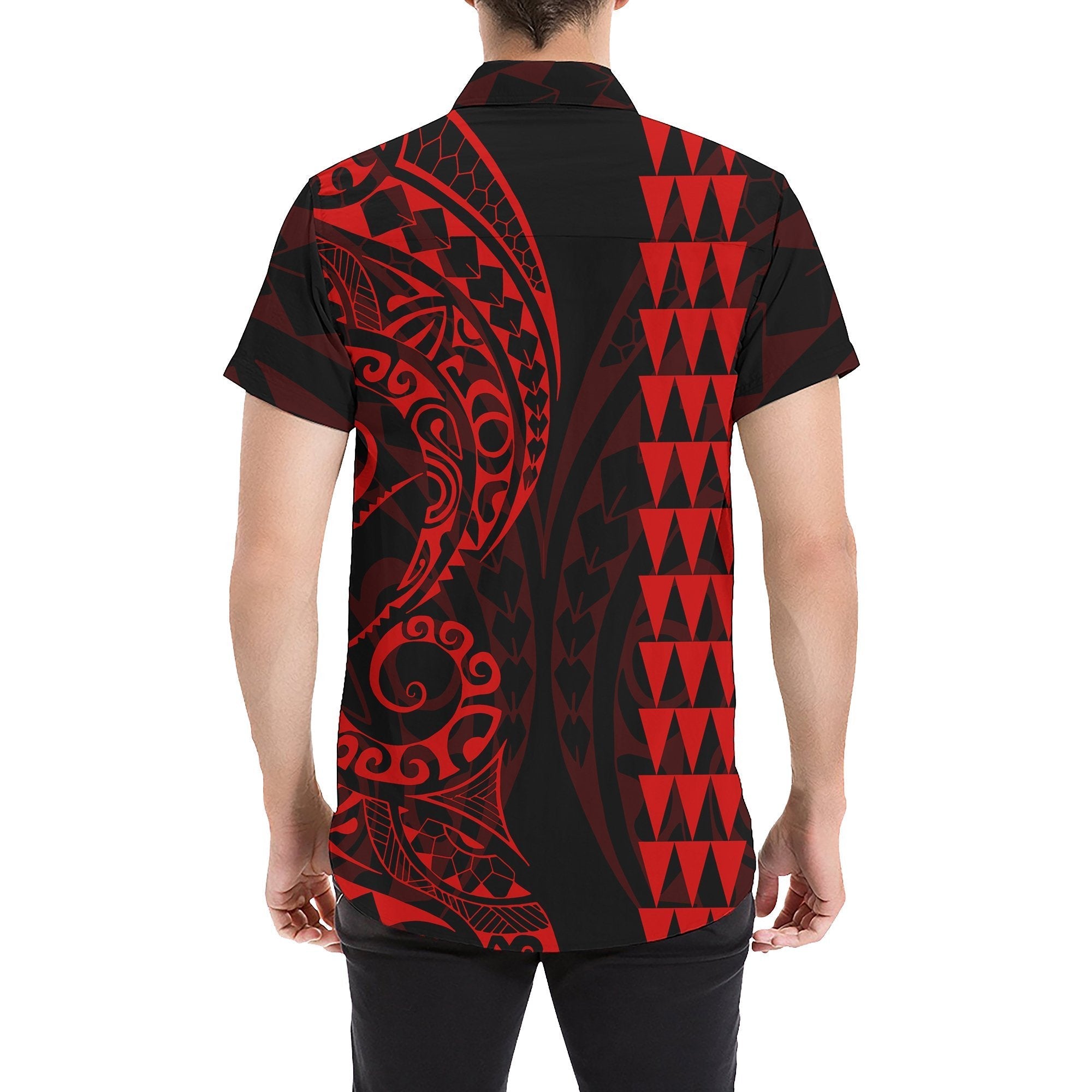 Tahiti Polynesian Short Sleeve Shirt Red - Vibe Hoodie Shop