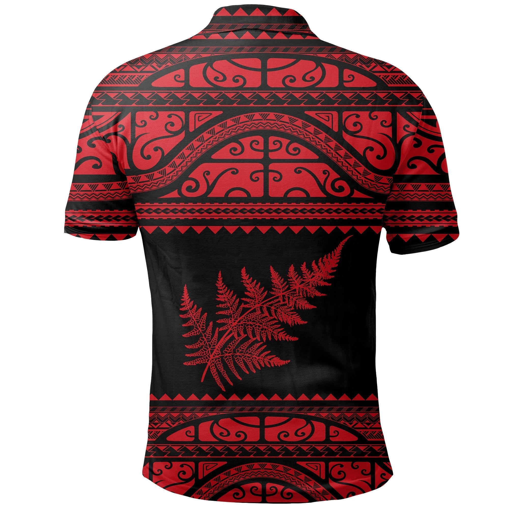 Aotearoa New Zealand Maori Polo Shirt Silver Fern - Red - Vibe Hoodie Shop