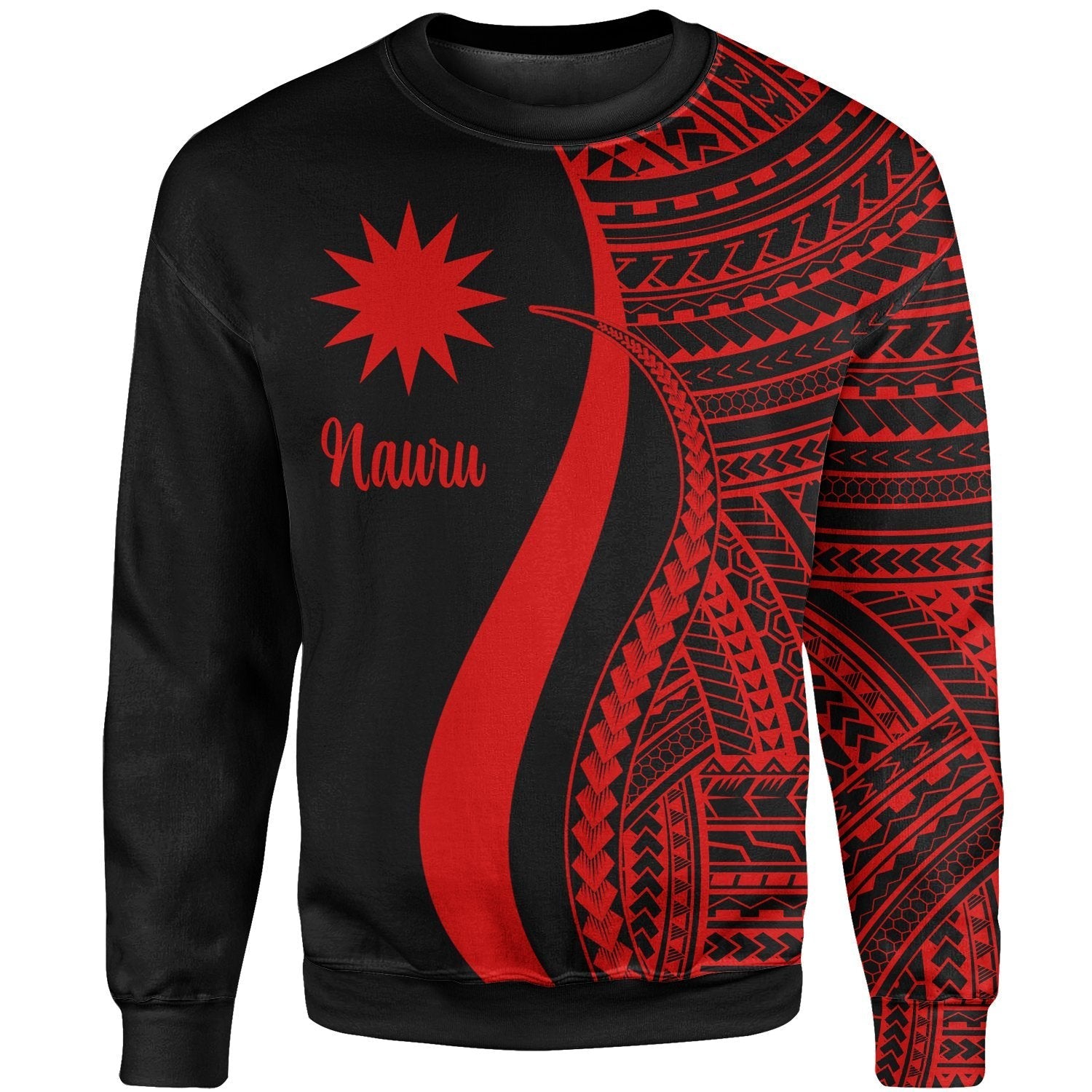 Nauru Sweatshirt - Red Polynesian Tentacle Tribal Pattern - Vibe Hoodie Shop