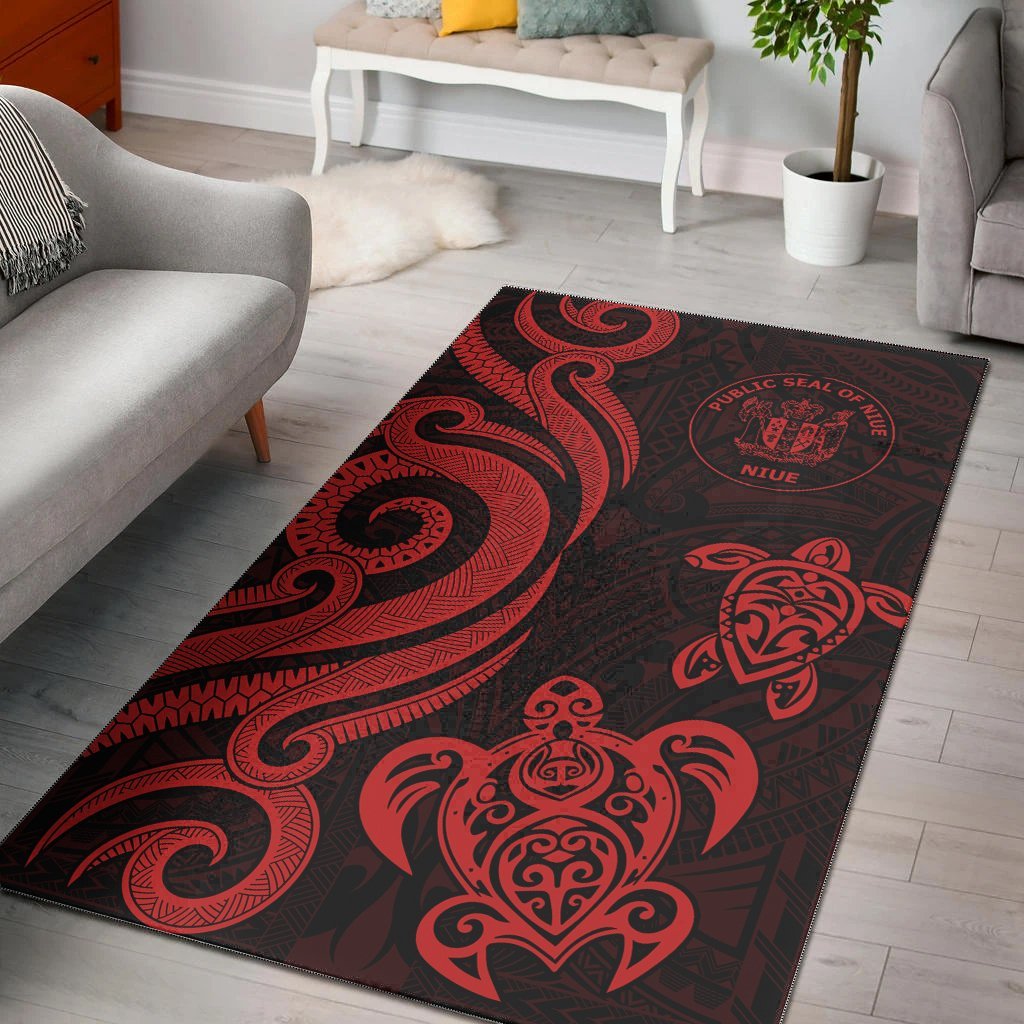 Niue Area Rug - Red Tentacle Turtle - Vibe Hoodie Shop