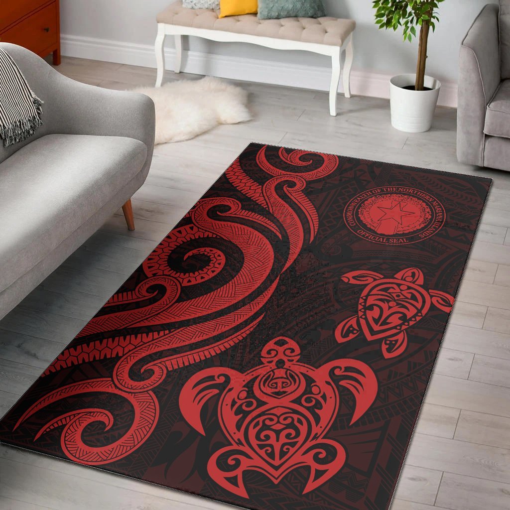 Northern Mariana Islands Area Rug - Red Tentacle Turtle - Vibe Hoodie Shop