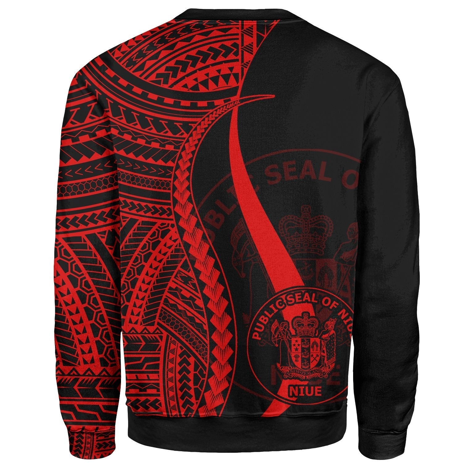 Niue Custom Personalised Sweatshirt - Red Polynesian Tentacle Tribal Pattern - Vibe Hoodie Shop