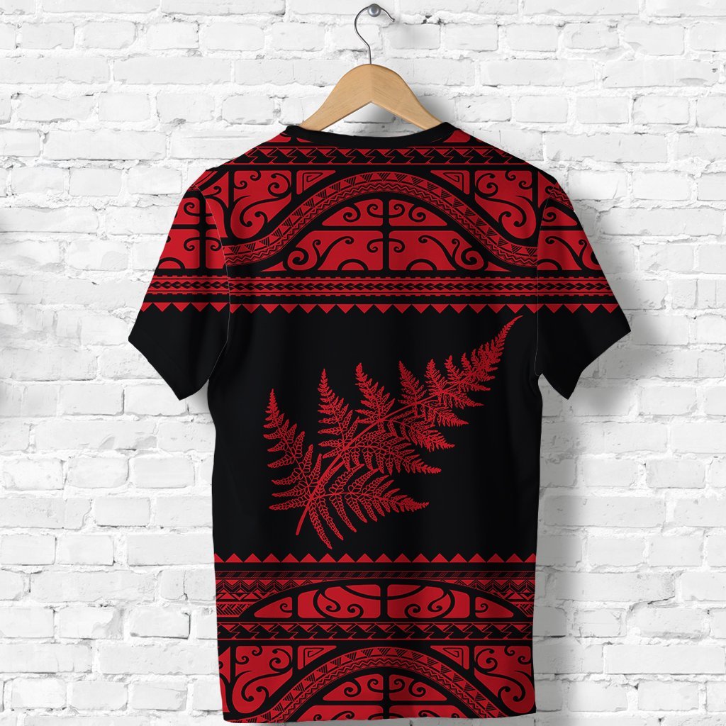 New Zealand Maori Shirt, Aotearoa Silver Fern T shirt - Red - Vibe Hoodie Shop