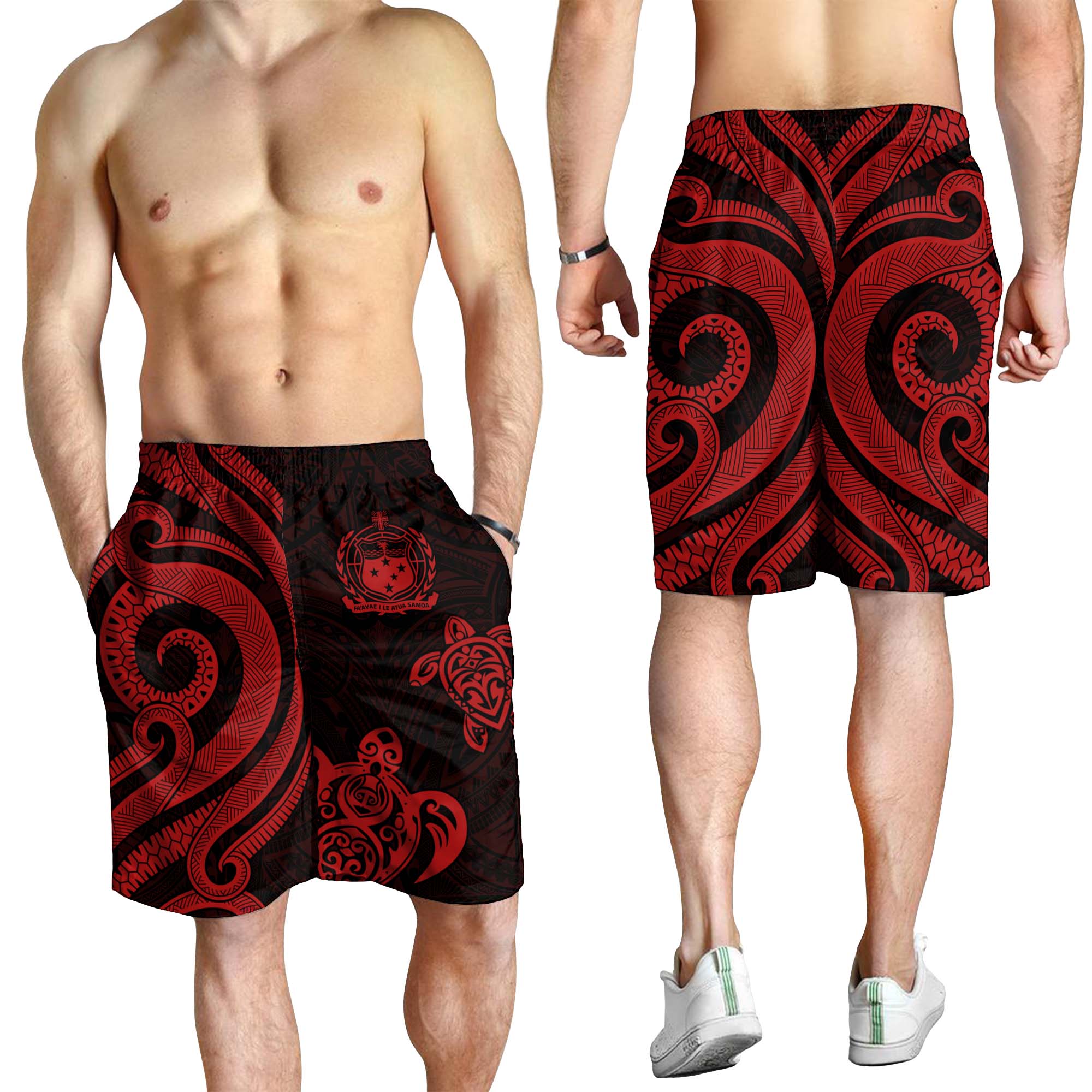 Samoa Men's Short - Red Tentacle Turtle - Vibe Hoodie Shop