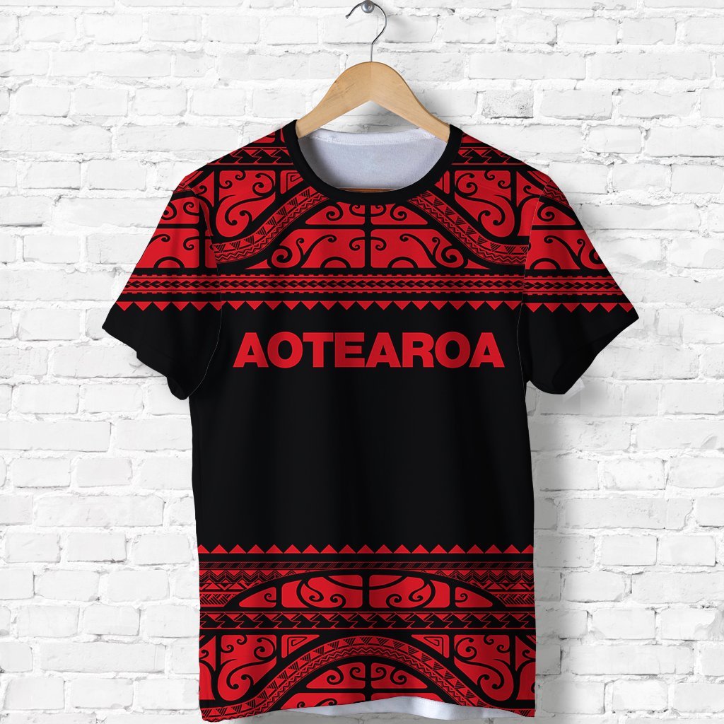 New Zealand Maori Shirt, Aotearoa Silver Fern T shirt - Red - Vibe Hoodie Shop