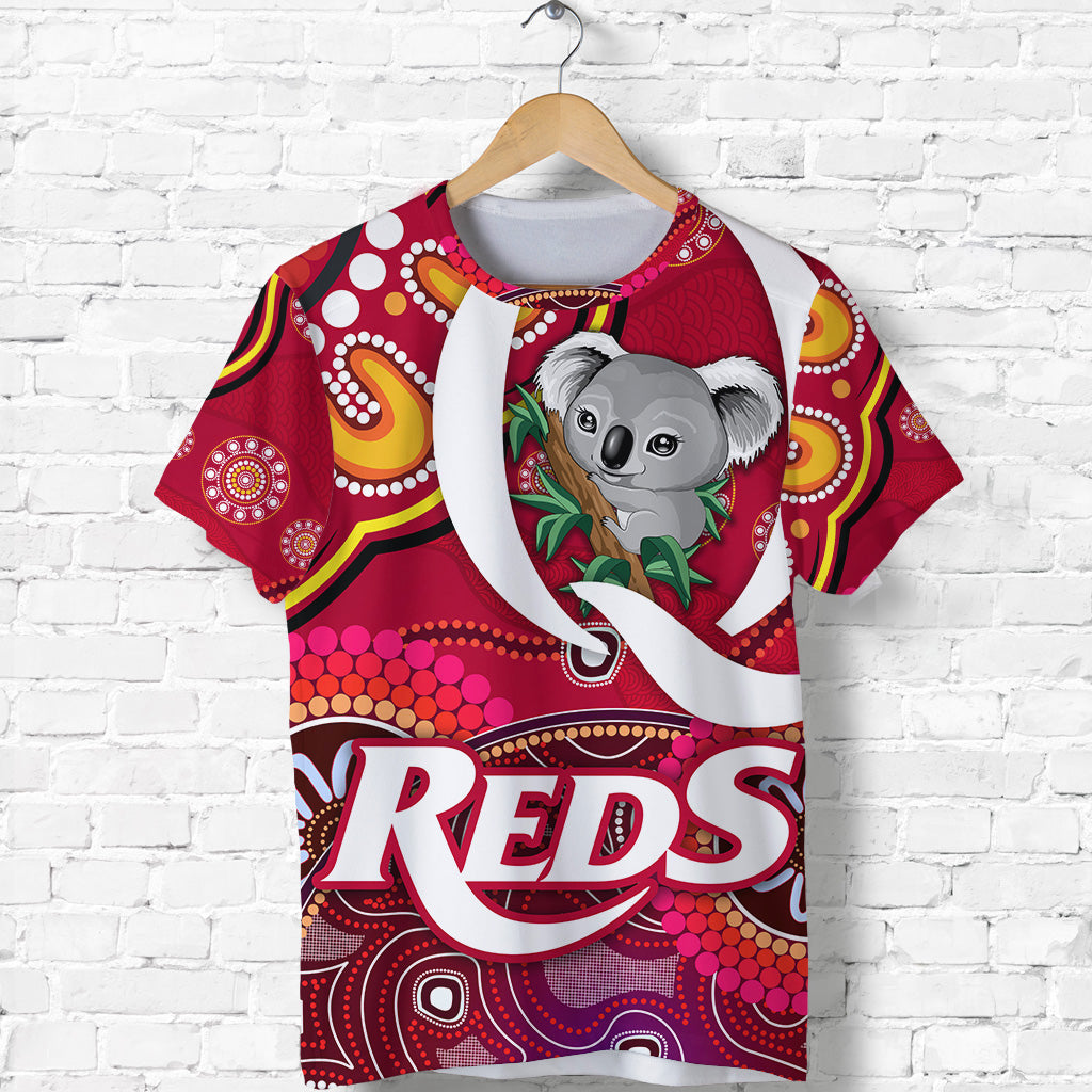 (Custom Personalised) Queensland Reds Aboriginal T shirt Koala Indigenous Vibes - Vibe Hoodie Shop