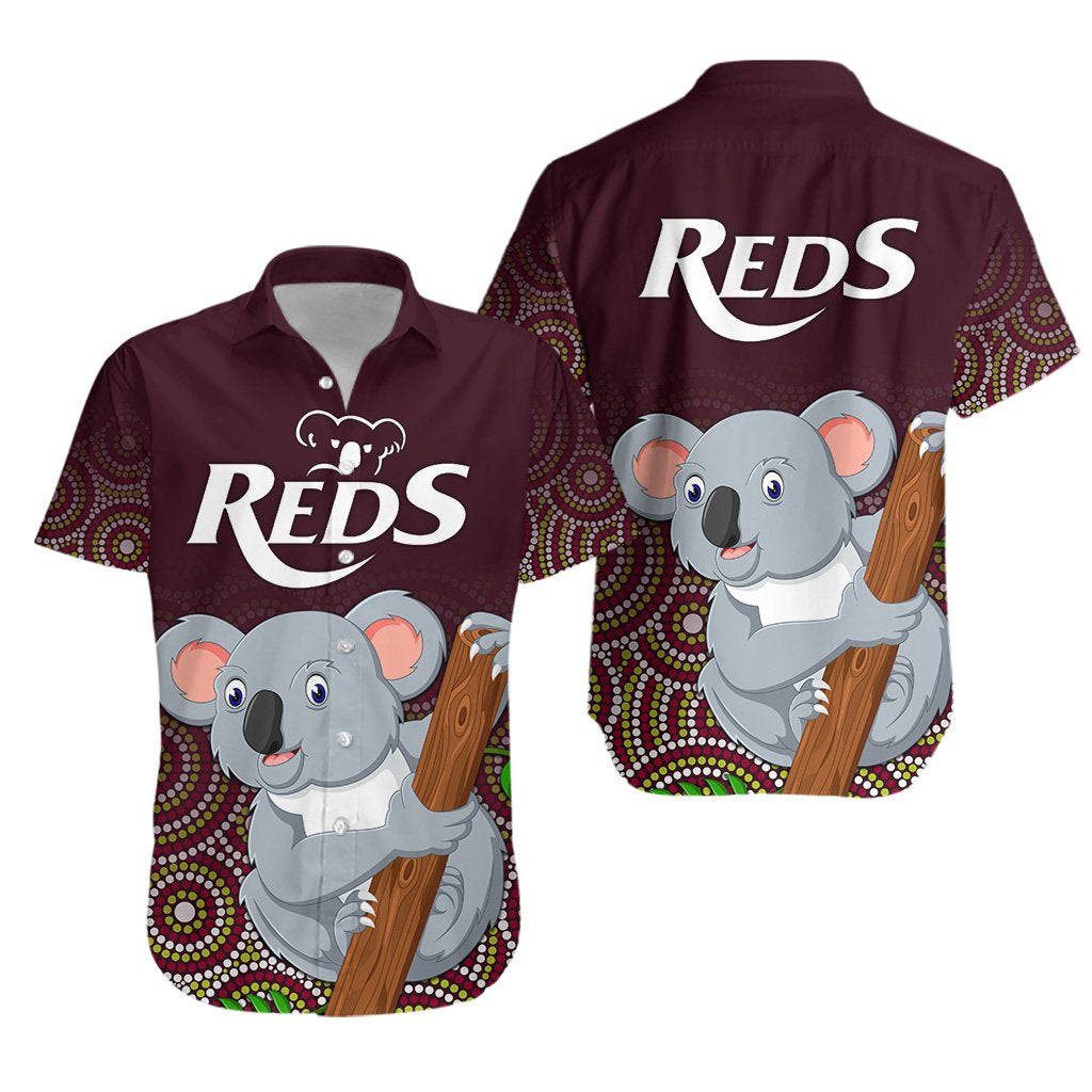 Reds Indigenous Rugby Hawaiian Shirt Koala - Vibe Hoodie Shop