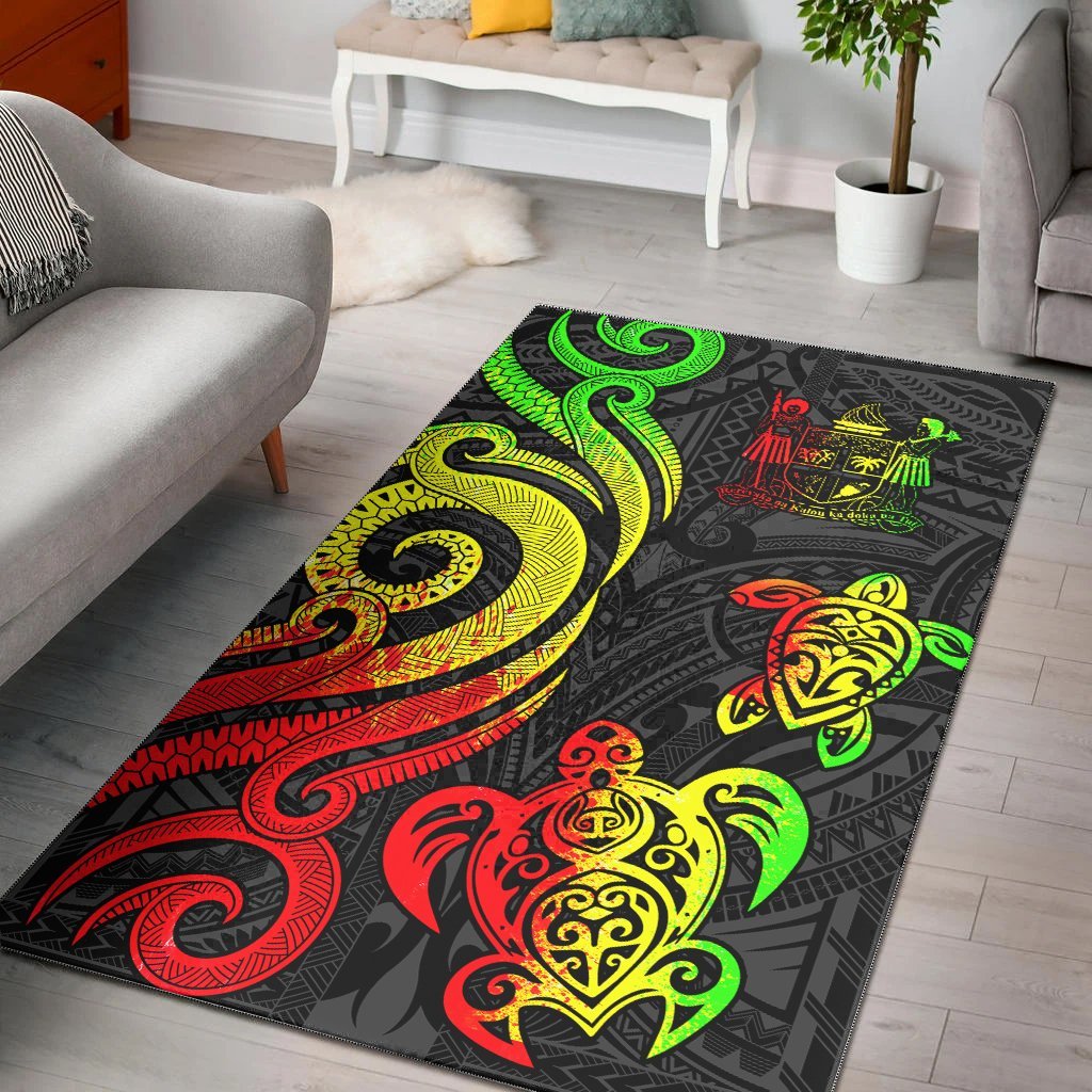 Fiji Area Rug - Reggae Tentacle Turtle Crest - Vibe Hoodie Shop