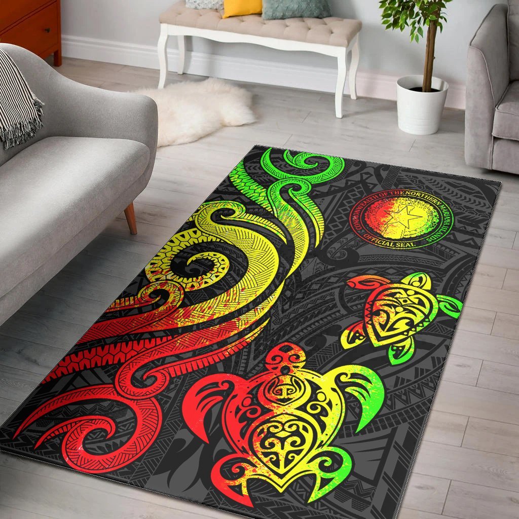 Northern Mariana Islands Area Rug - Reggae Tentacle Turtle - Vibe Hoodie Shop