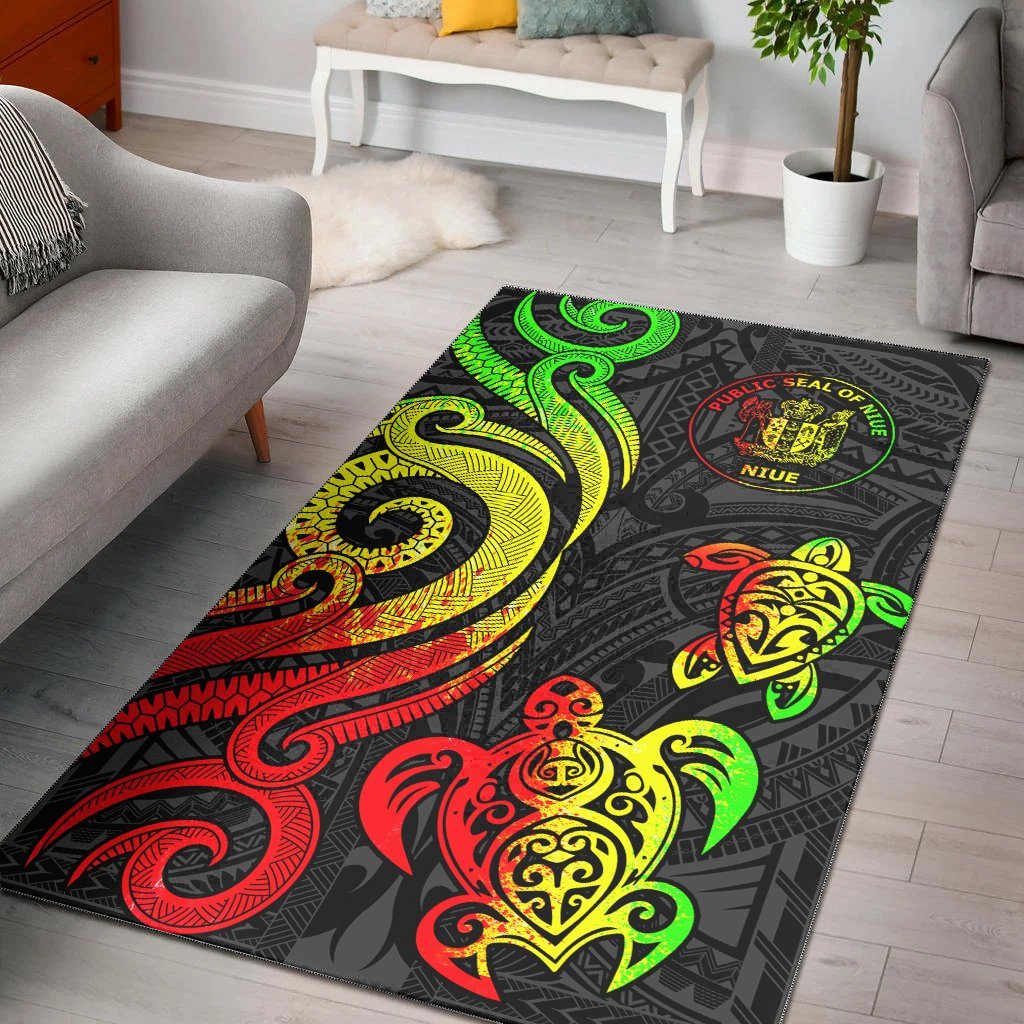 Niue Area Rug - Reggae Tentacle Turtle - Vibe Hoodie Shop