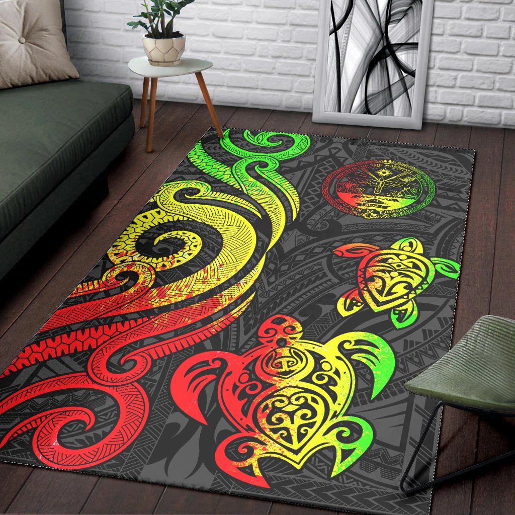 Marshall Islands Area Rug - Reggae Tentacle Turtle Crest - Vibe Hoodie Shop