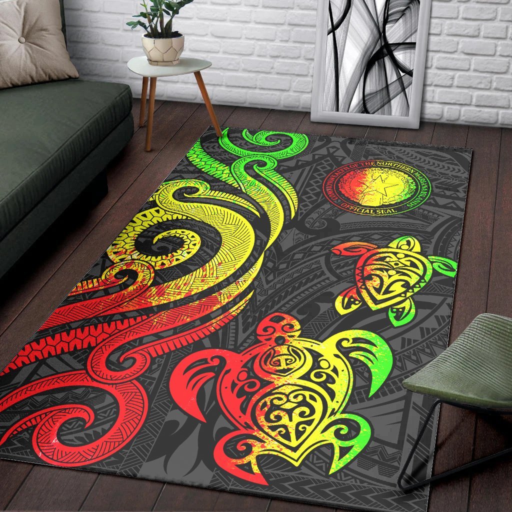 Northern Mariana Islands Area Rug - Reggae Tentacle Turtle - Vibe Hoodie Shop