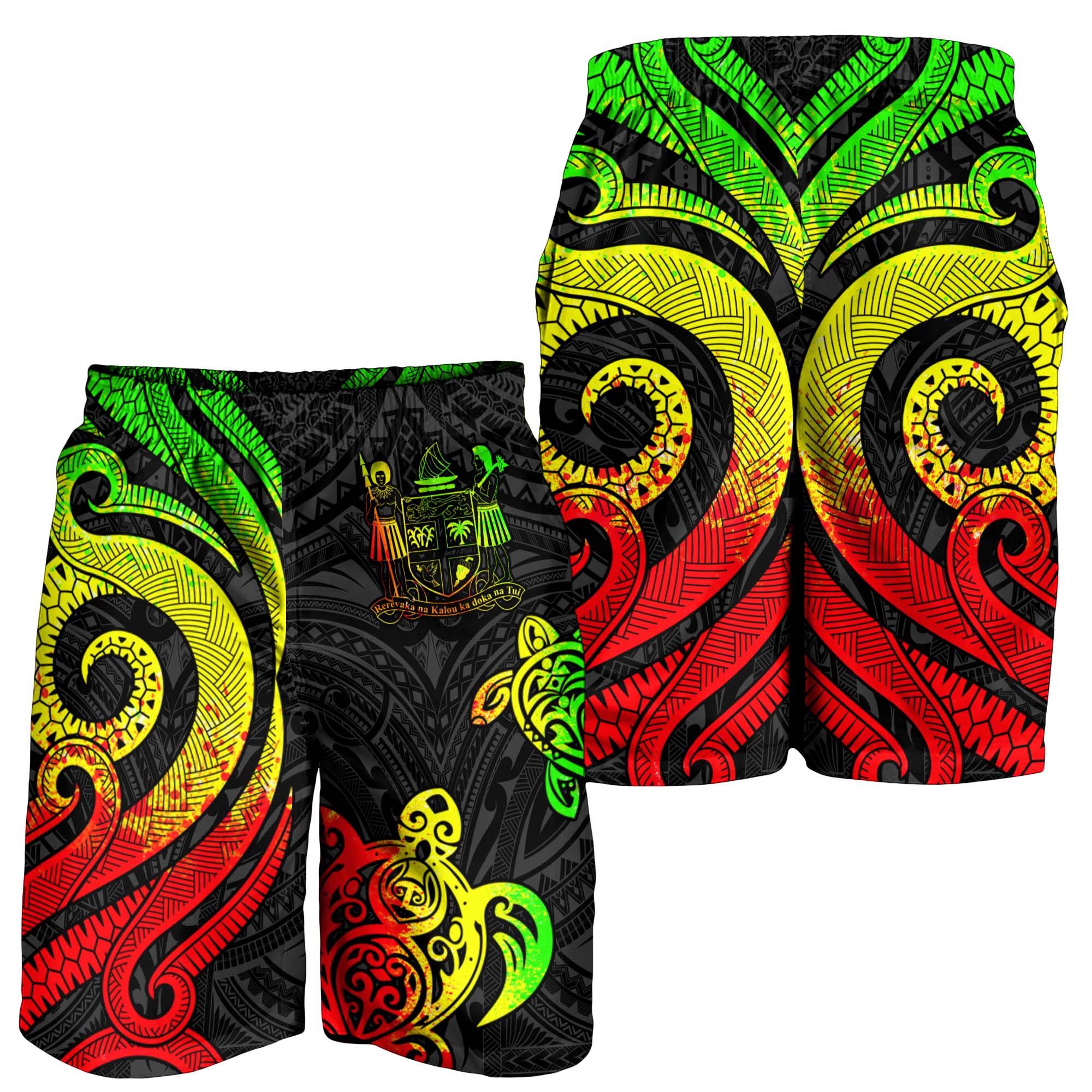 Fiji Men's Short - Reggae Tentacle Turtle Crest - Vibe Hoodie Shop