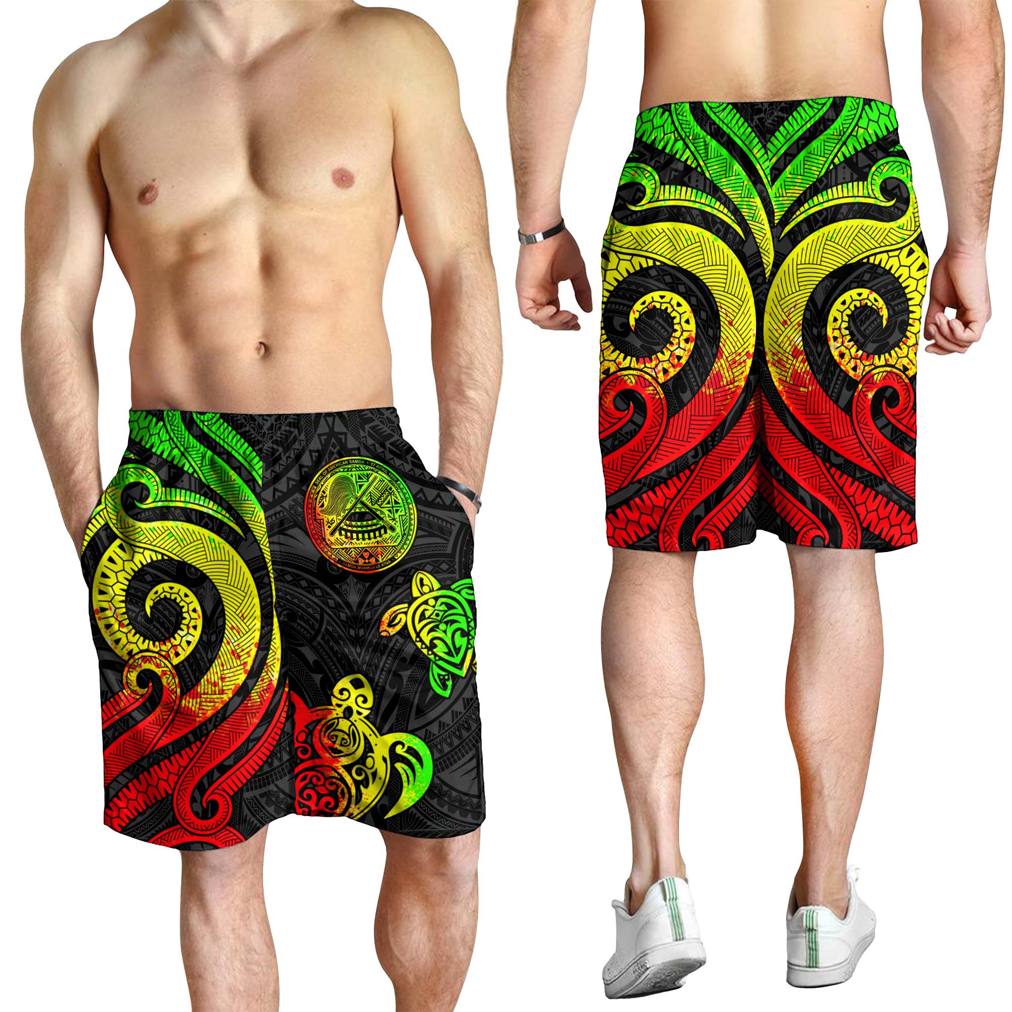 American Samoa Men's Short - Reggae Tentacle Turtle - Vibe Hoodie Shop