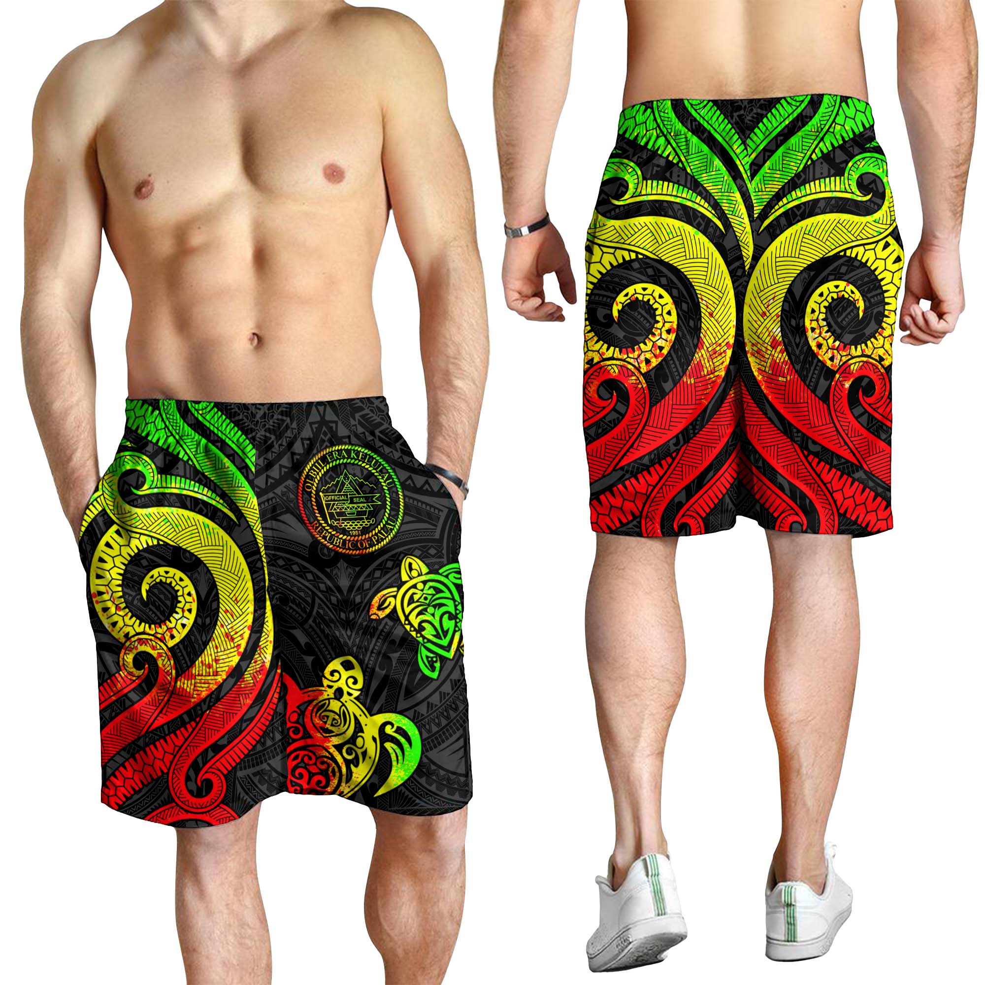 Palau Men's Short - Reggae Tentacle Turtle - Vibe Hoodie Shop