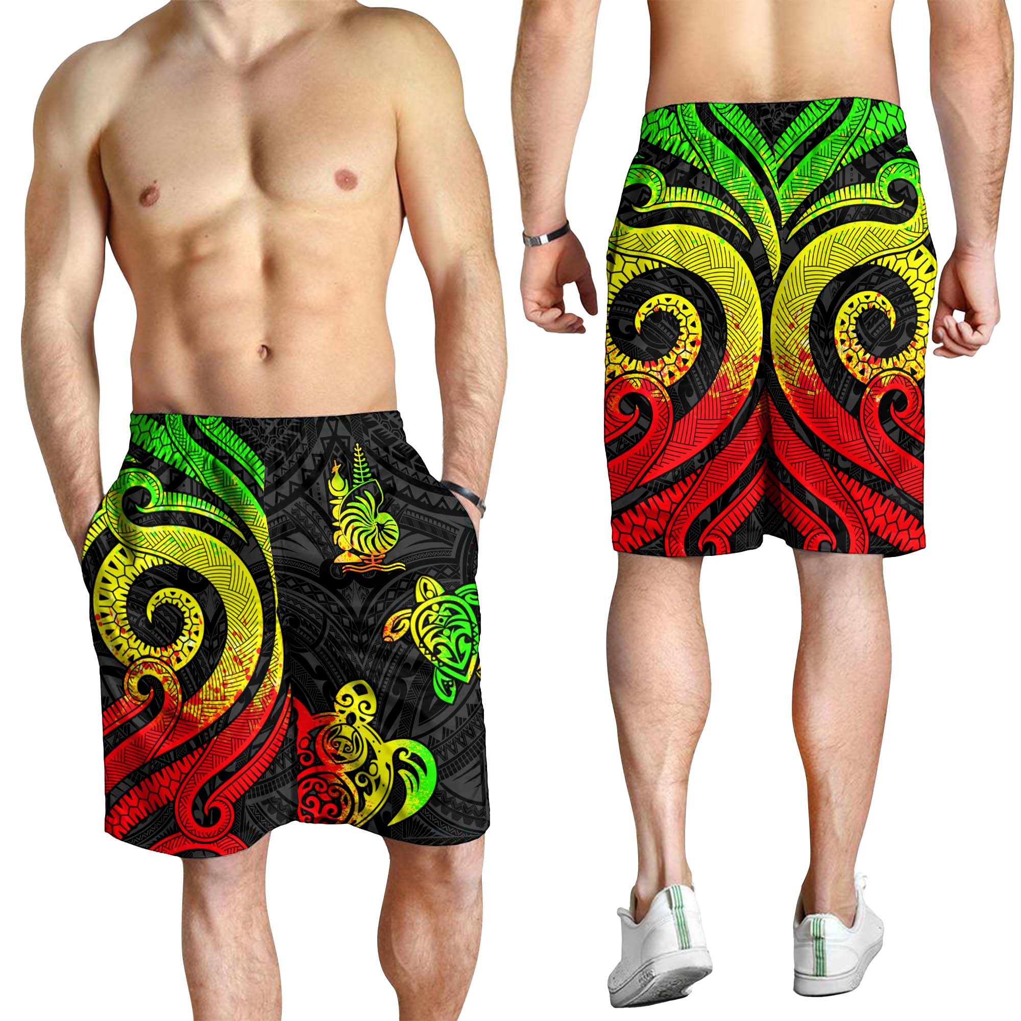 New Caledonia Men's Short - Reggae Tentacle Turtle - Vibe Hoodie Shop