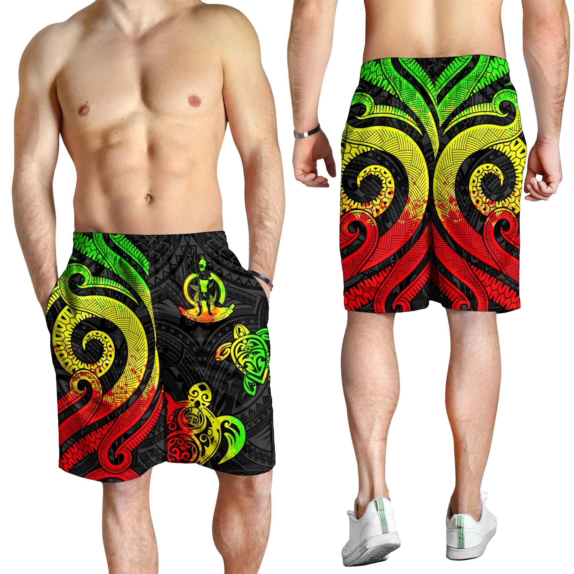 Vanuatu Men's Short - Reggae Tentacle Turtle - Vibe Hoodie Shop