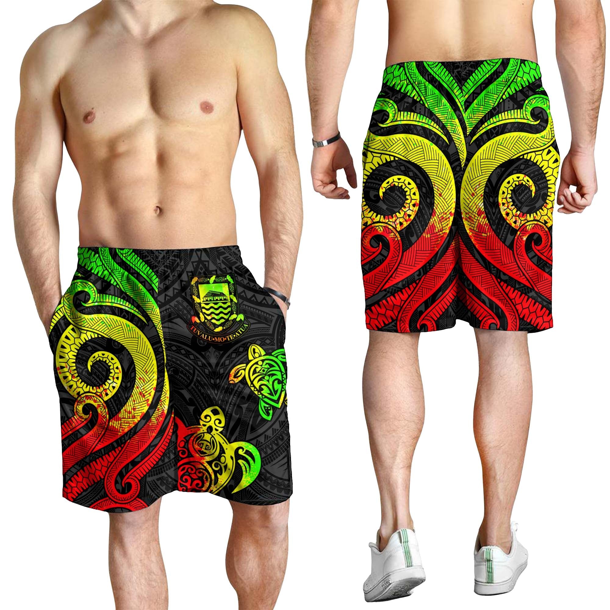 Tuvalu Men's Short - Reggae Tentacle Turtle - Vibe Hoodie Shop