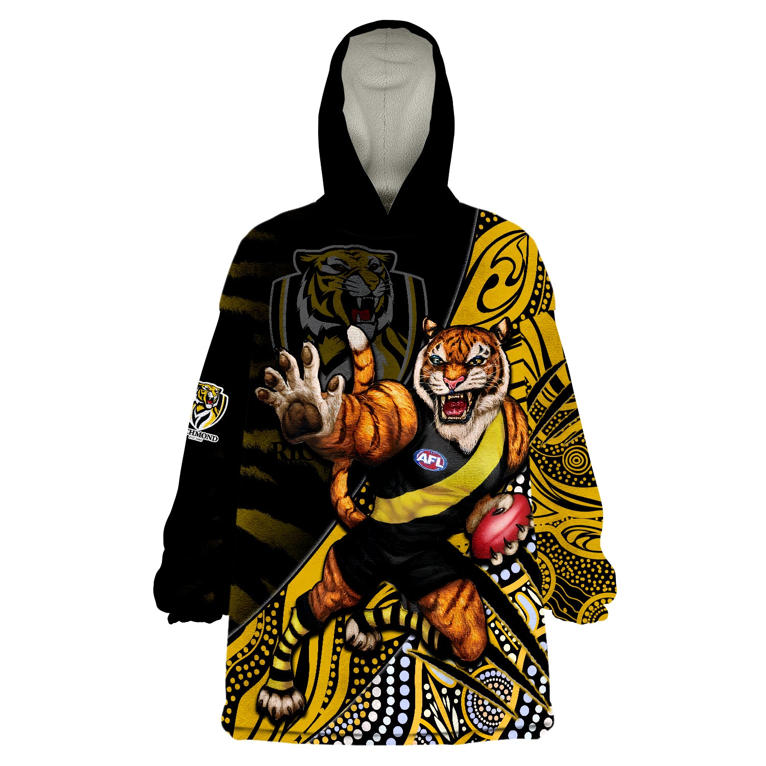 Richmond Football Aboriginal Go The Tigers Mascot Wearable Blanket Hoodie - Vibe Hoodie Shop