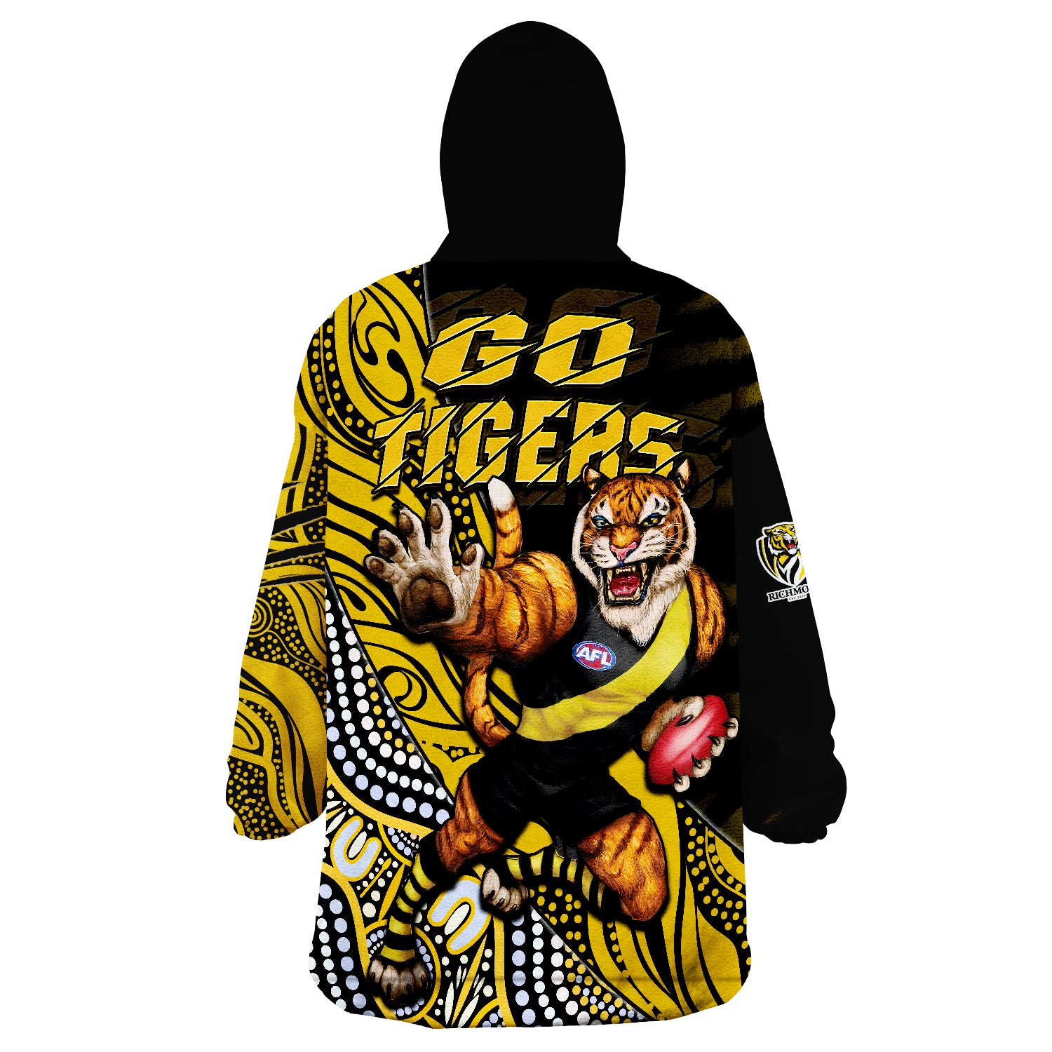 Richmond Football Aboriginal Go The Tigers Mascot Wearable Blanket Hoodie - Vibe Hoodie Shop