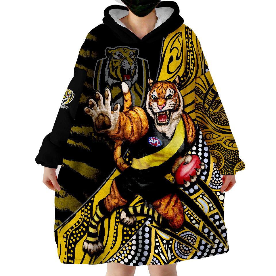 Richmond Football Aboriginal Go The Tigers Mascot Wearable Blanket Hoodie - Vibe Hoodie Shop