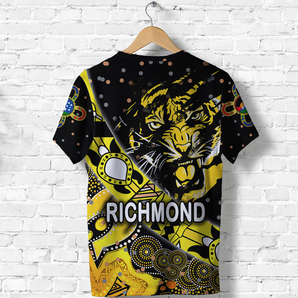 Richmond Tigers T shirt NAIDOC Heal Country! Heal Our Nation - Dotted - Vibe Hoodie Shop