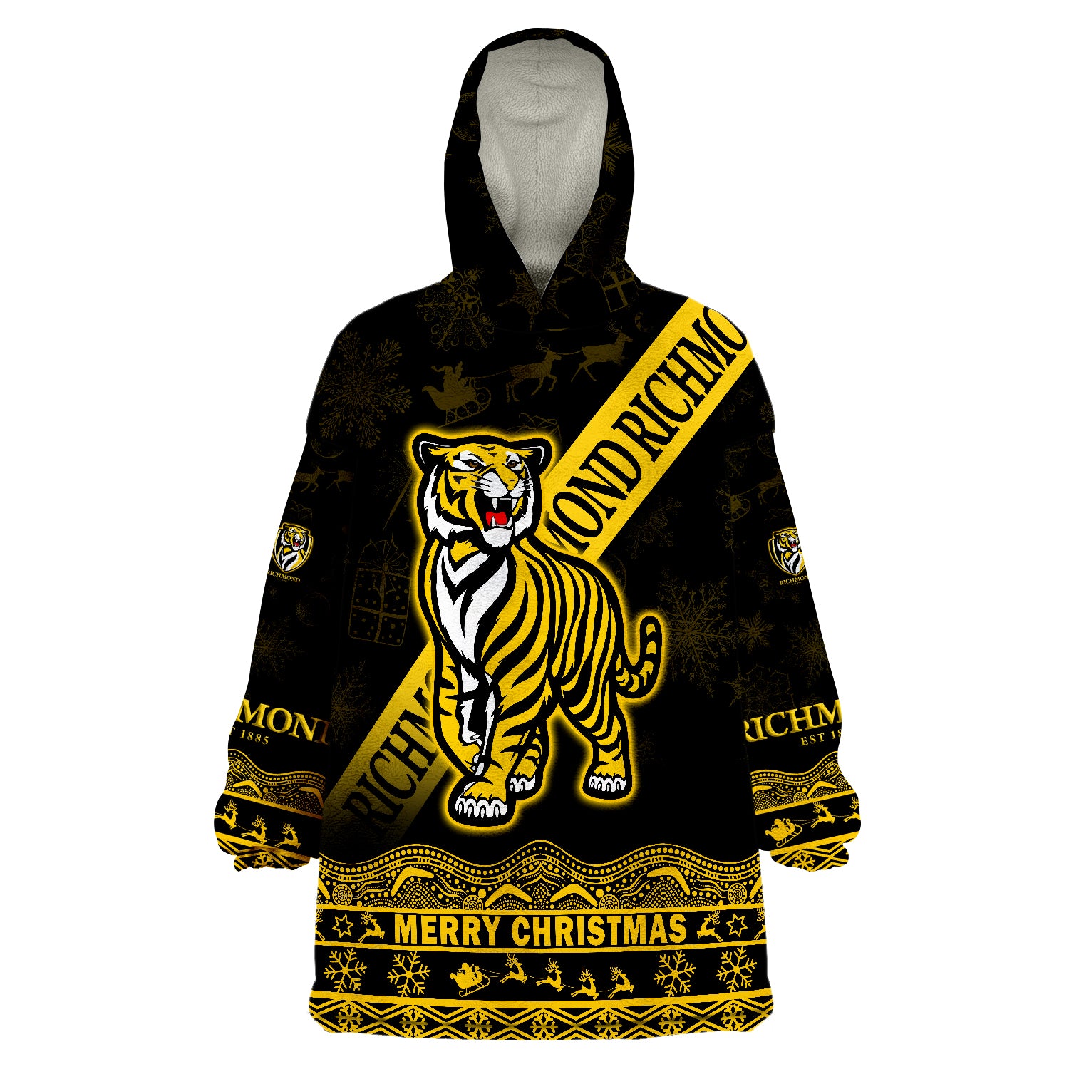 Richmond Tigers Unique Winter Season Tigers Merry Christmas Wearable Blanket Hoodie - Vibe Hoodie Shop