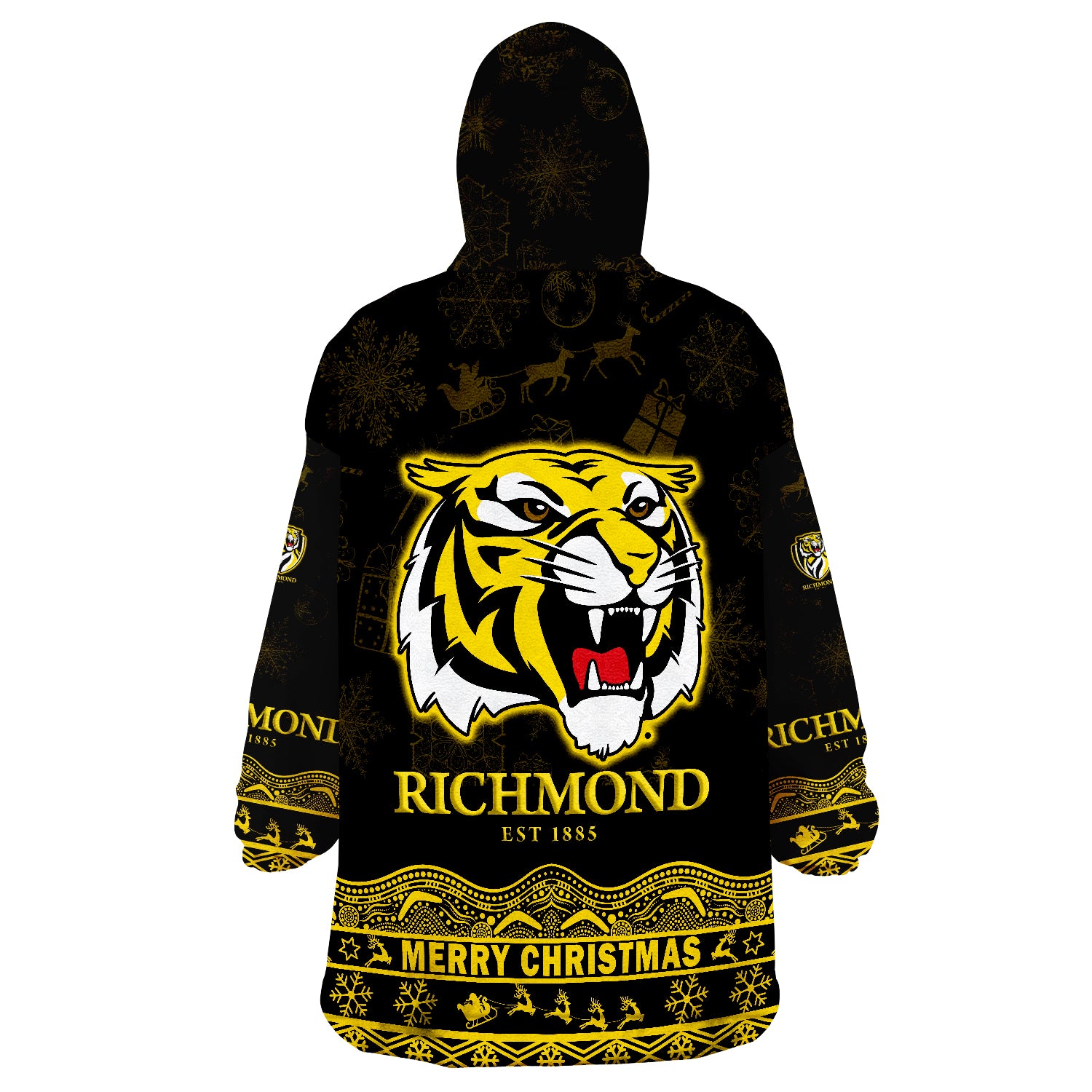 Richmond Tigers Unique Winter Season Tigers Merry Christmas Wearable Blanket Hoodie - Vibe Hoodie Shop