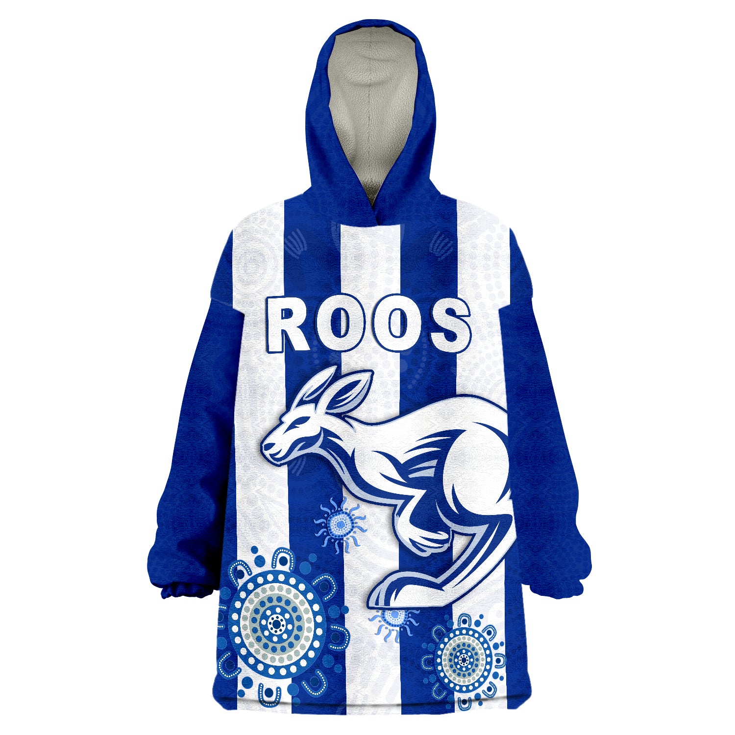 Roos Football North Melbourne Simple Indigenous Wearable Blanket Hoodie - Vibe Hoodie Shop