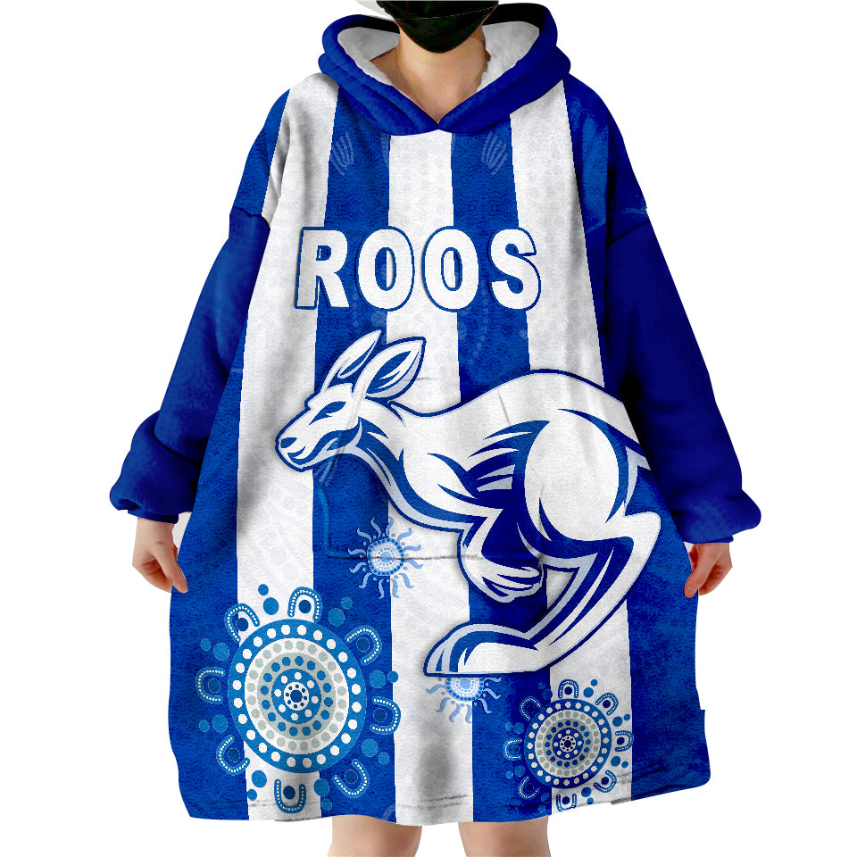 Roos Football North Melbourne Simple Indigenous Wearable Blanket Hoodie - Vibe Hoodie Shop