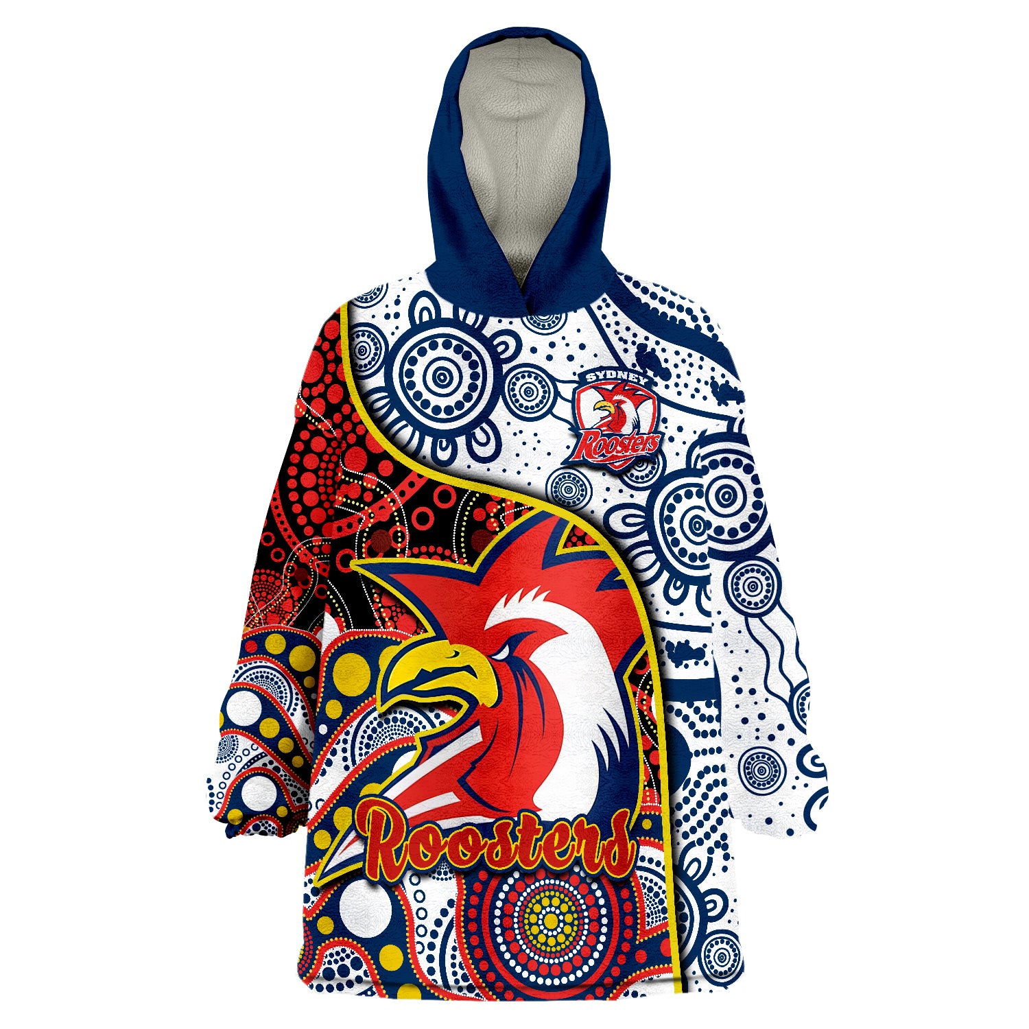 Roosters Rugby Easts 1908 Aboriginal Artsy Premiers Wearable Blanket Hoodie - Vibe Hoodie Shop