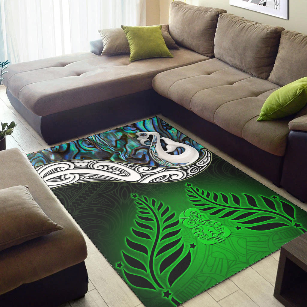 New Zealand Maori Area Rug - Manaia Paua Shell Glitter Green LT4 - Vibe Hoodie Shop