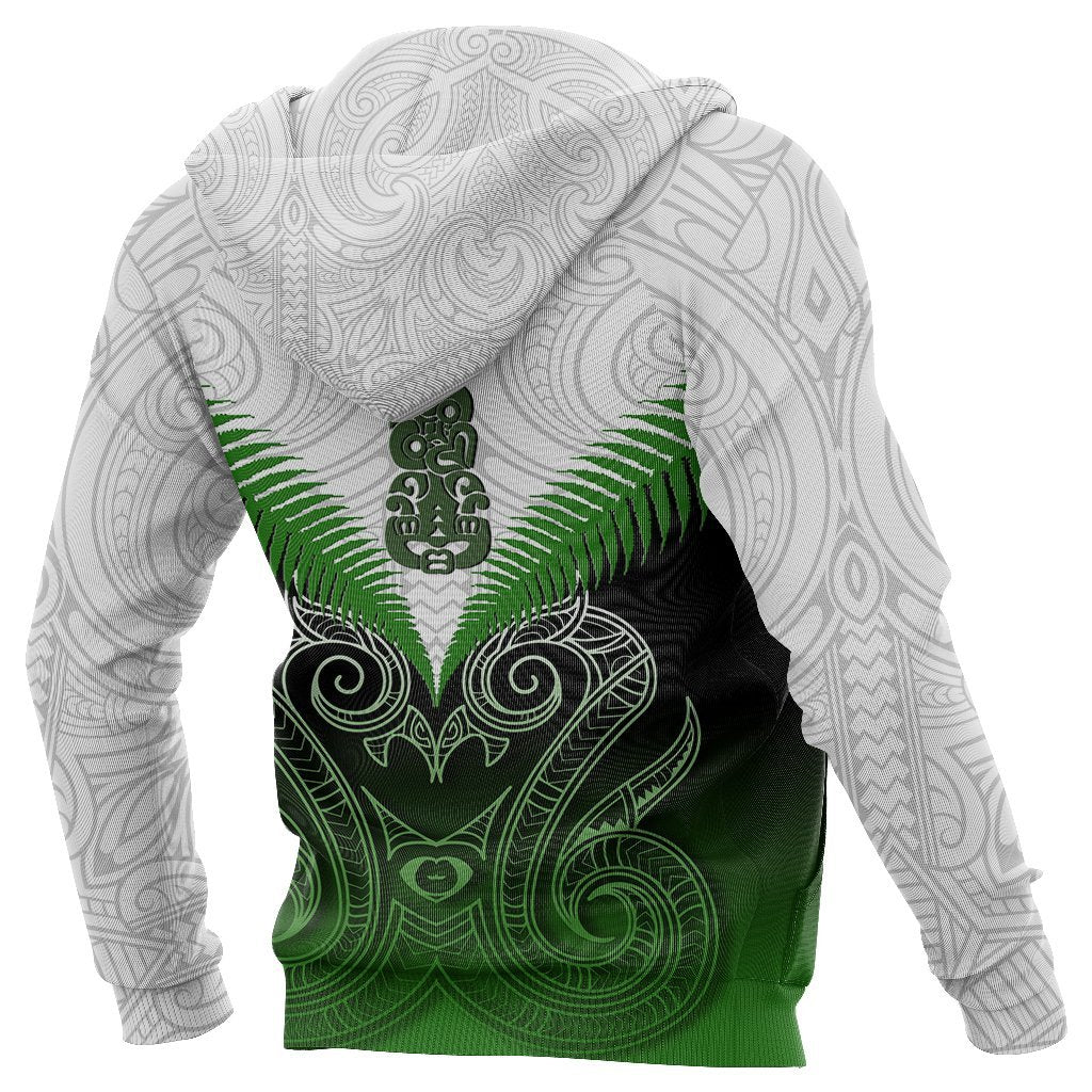 New Zealand Green Rugby Hoodie, Maori Manaia Pullover Hoodie - Vibe Hoodie Shop