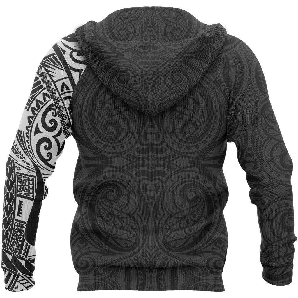 New Zealand Rugby Hoodie, Maori Tattoo Rugby Zip Up Hoodie - Vibe Hoodie Shop