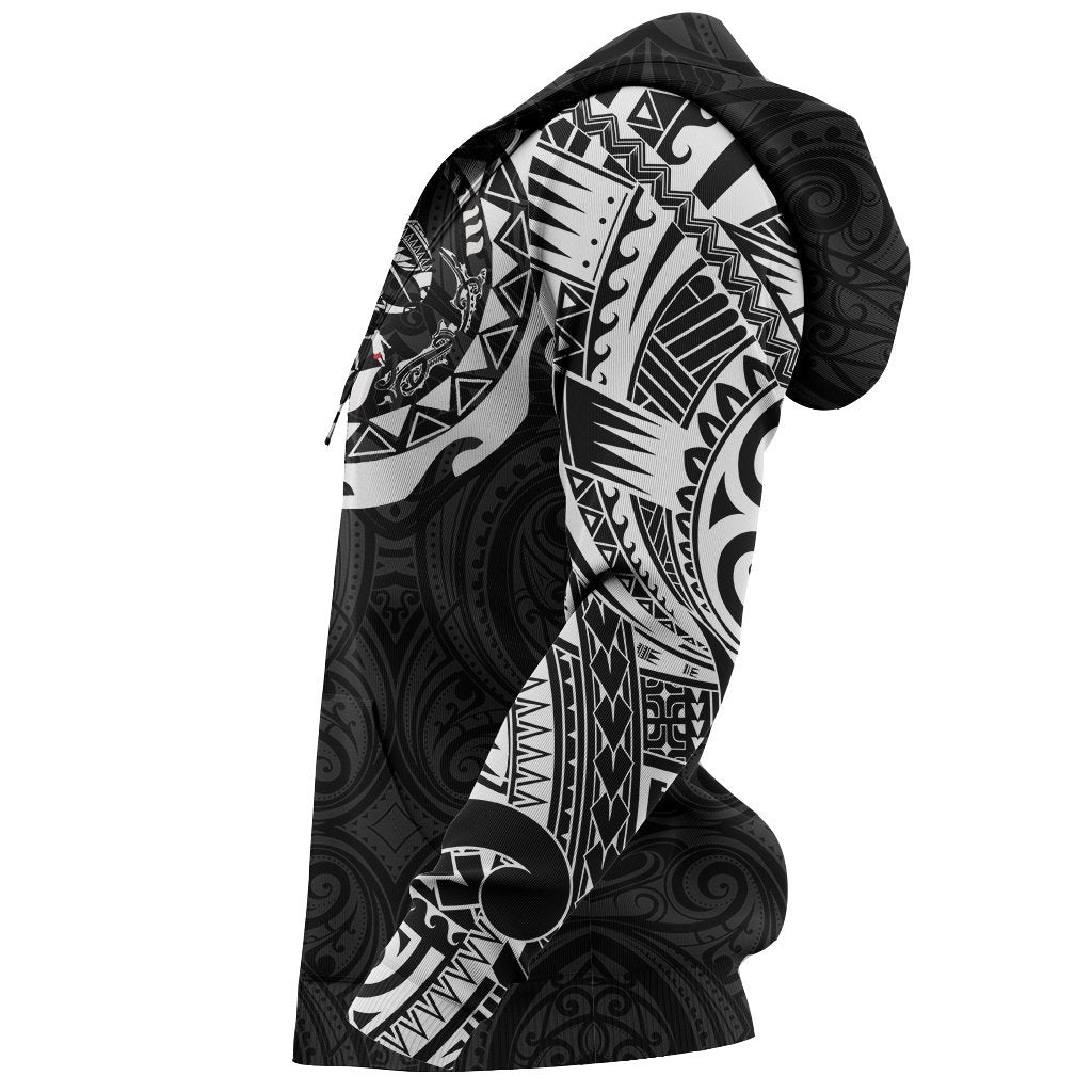 New Zealand Rugby Hoodie, Maori Tattoo Rugby Zip Up Hoodie - Vibe Hoodie Shop