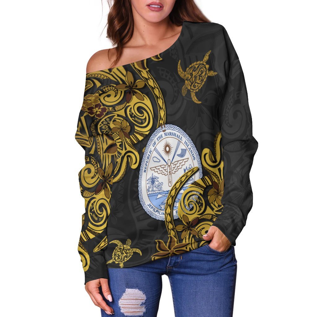 Marshall Islands Women's Off Shoulder Sweaters - Abstract Style - Vibe Hoodie Shop