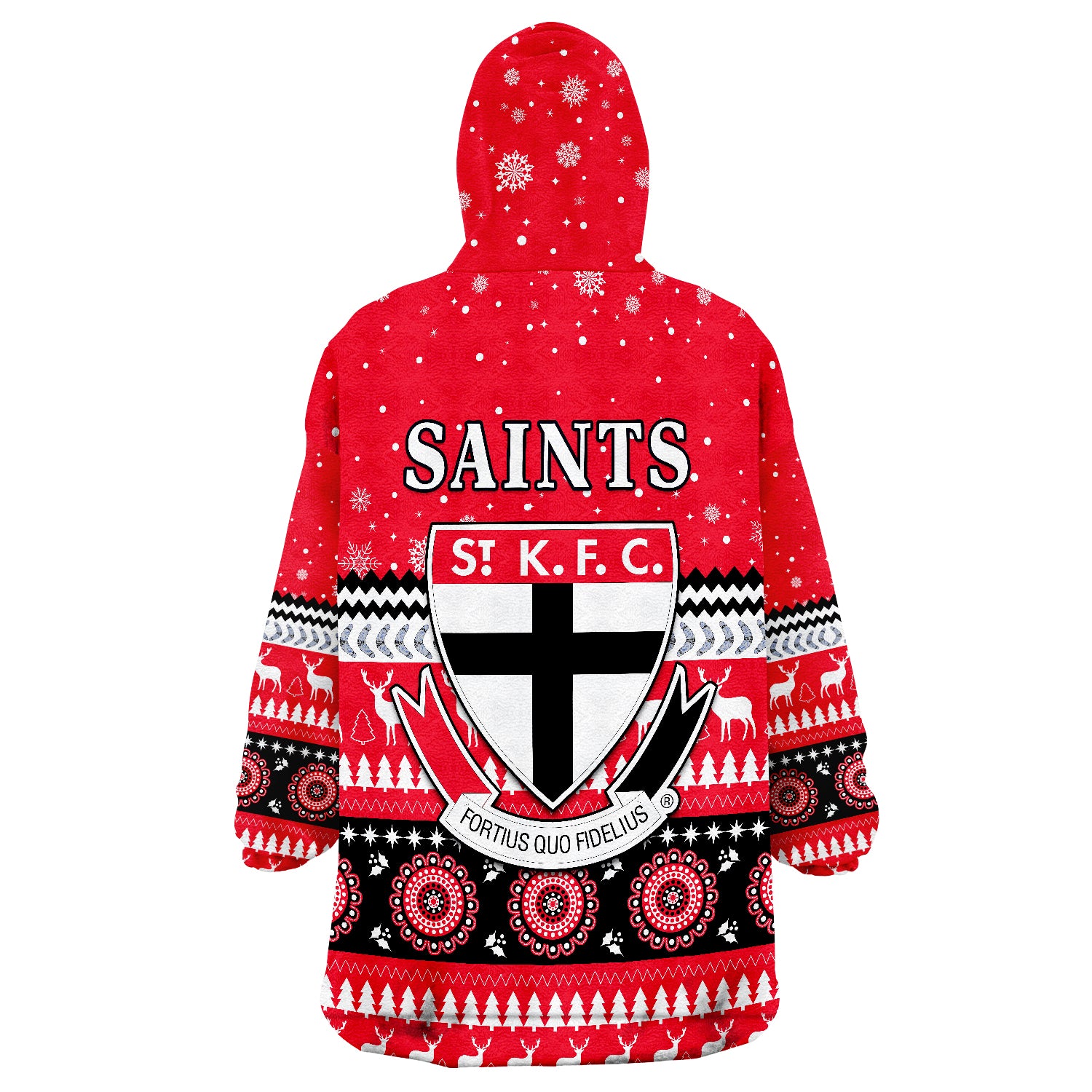 Saints Christmas Indigenous St Kilda Football Wearable Blanket Hoodie - Vibe Hoodie Shop