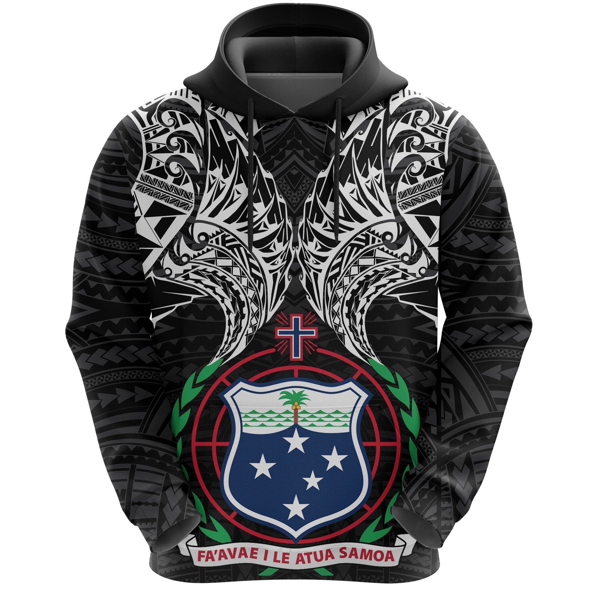 Samoan Tribal Tattoo Hoodie Black - Vibe Hoodie Shop