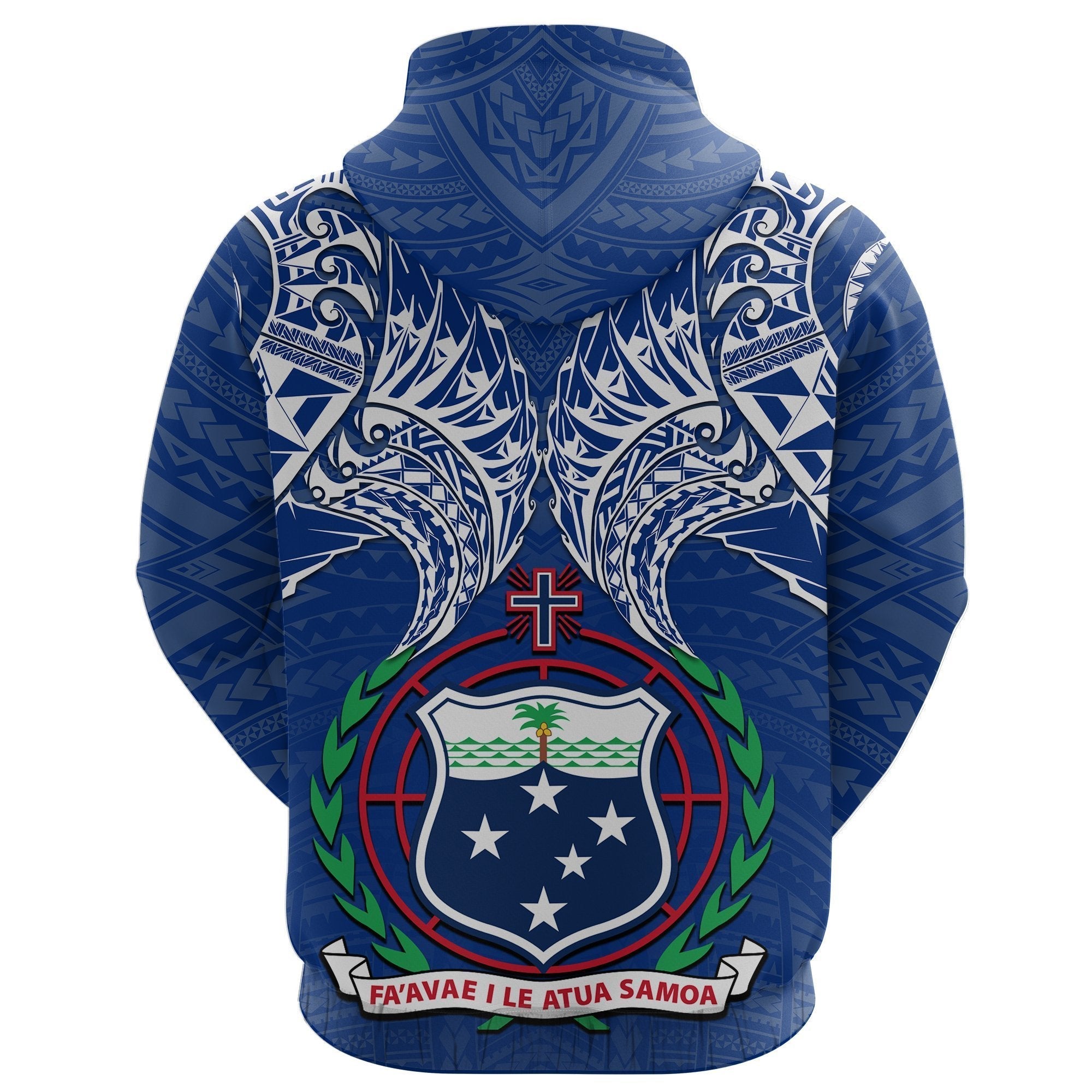 Samoan Tribal Tattoo Hoodie Blue - Vibe Hoodie Shop