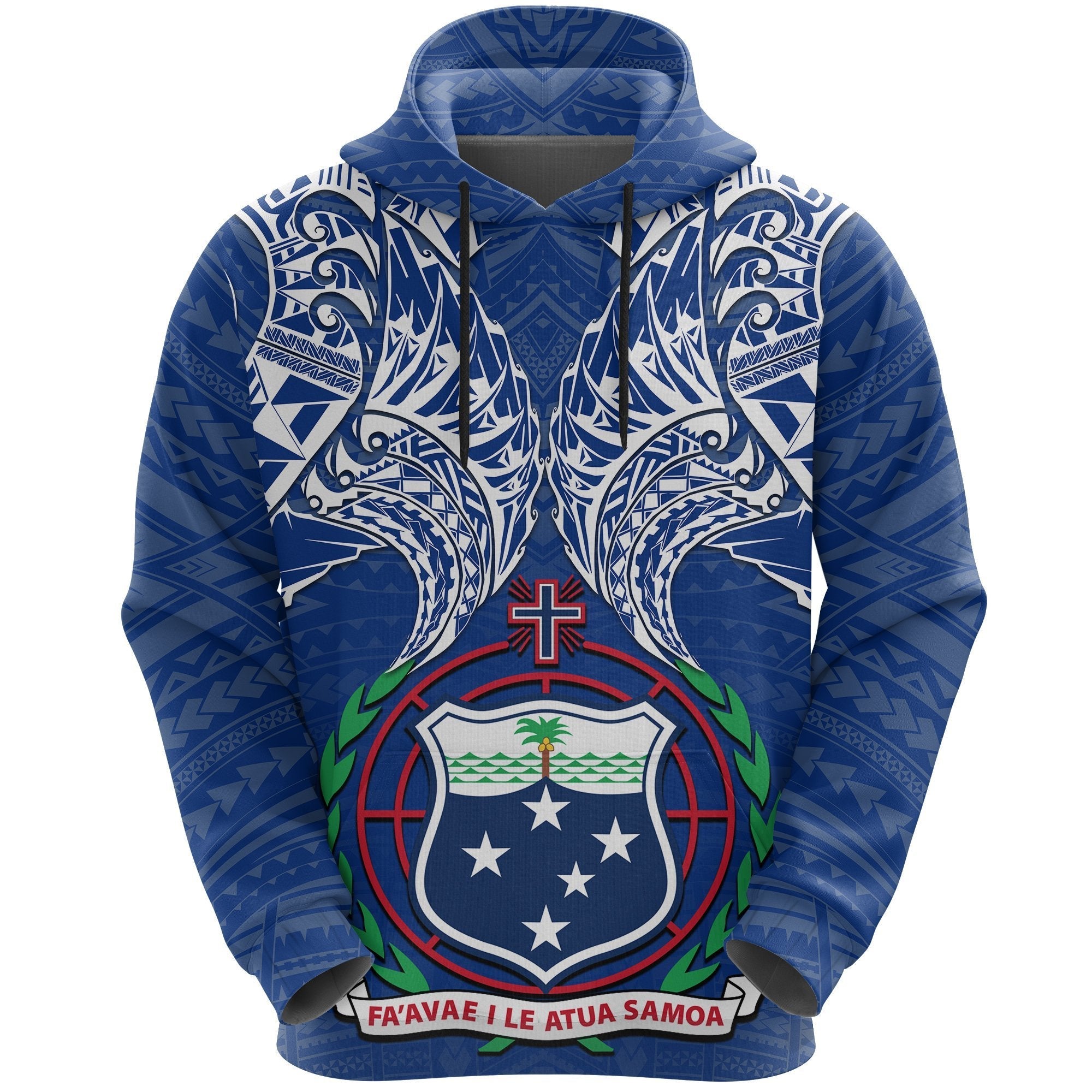 Samoan Tribal Tattoo Hoodie Blue - Vibe Hoodie Shop