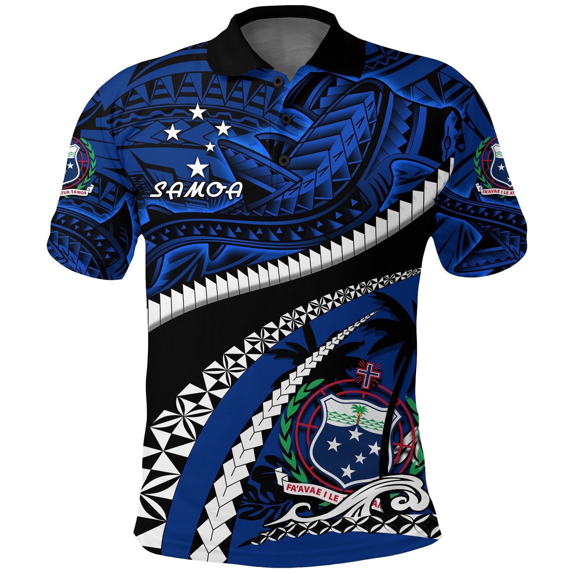 Samoa Polo Shirt Polynesian Shark Tattoo - Vibe Hoodie Shop