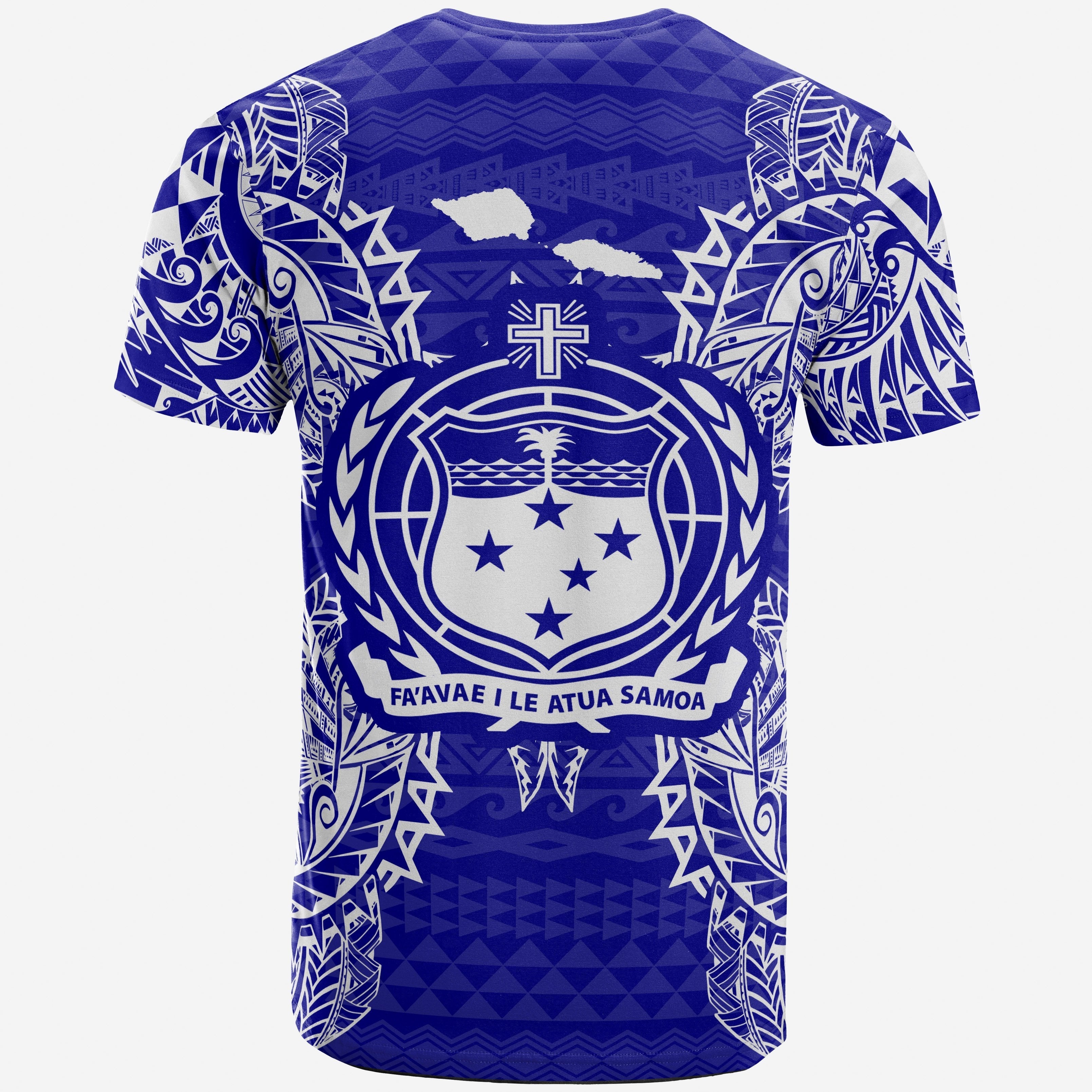 Vibe Hoodie Samoa All T shirt - Samoa Coat Of Arms Map Polynesian Tattoo Blue - Vibe Hoodie Shop