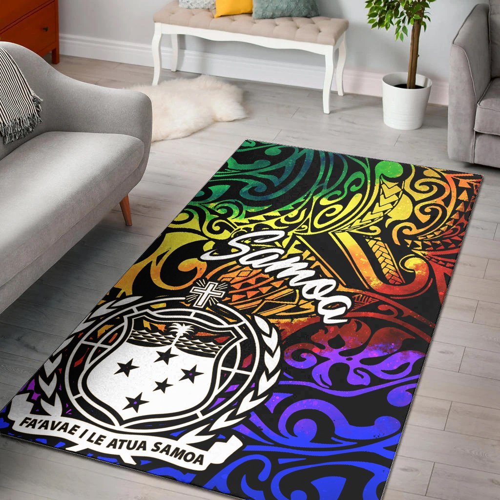 Samoa Area Rug - Rainbow Polynesian Pattern - Vibe Hoodie Shop