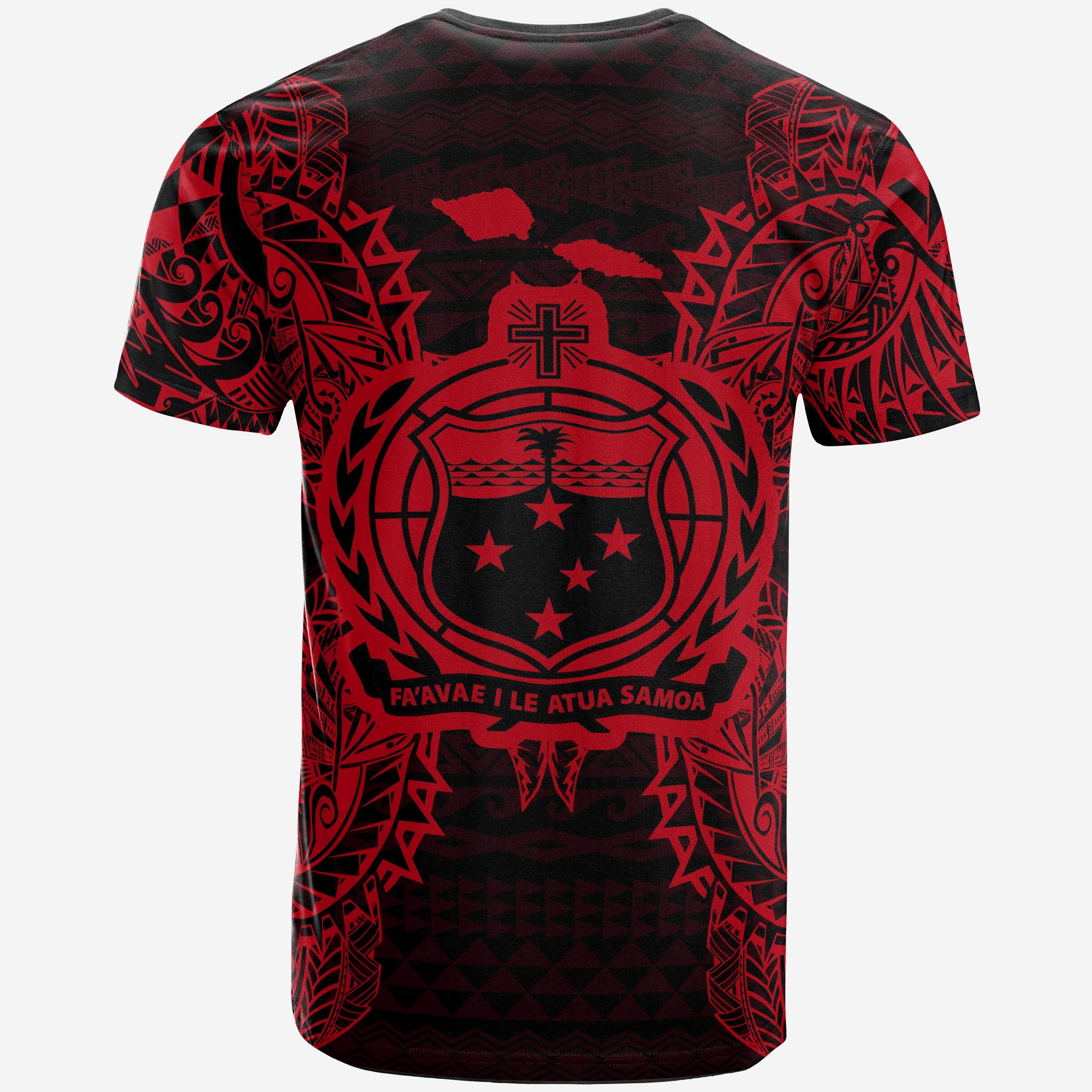 Vibe Hoodie Samoa All T shirt - Samoa Coat Of Arms Map Polynesian Tattoo Red - Vibe Hoodie Shop