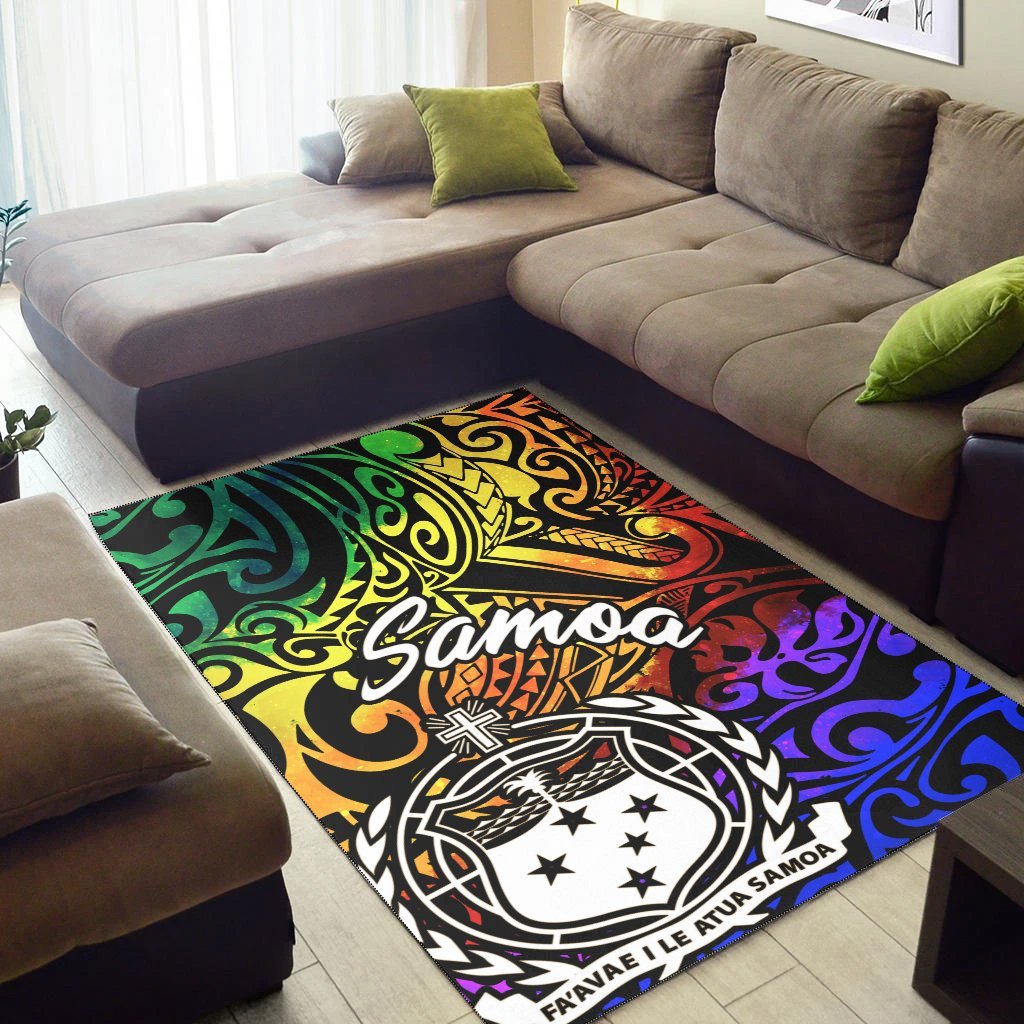 Samoa Area Rug - Rainbow Polynesian Pattern - Vibe Hoodie Shop