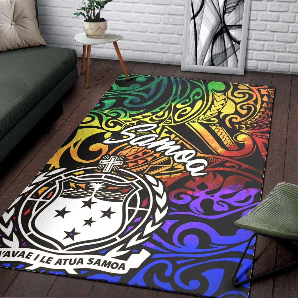 Samoa Area Rug - Rainbow Polynesian Pattern - Vibe Hoodie Shop