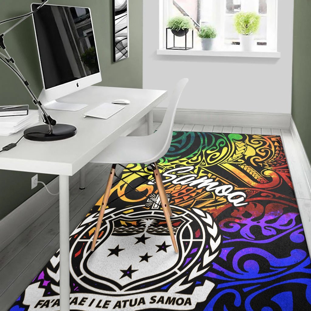 Samoa Area Rug - Rainbow Polynesian Pattern - Vibe Hoodie Shop