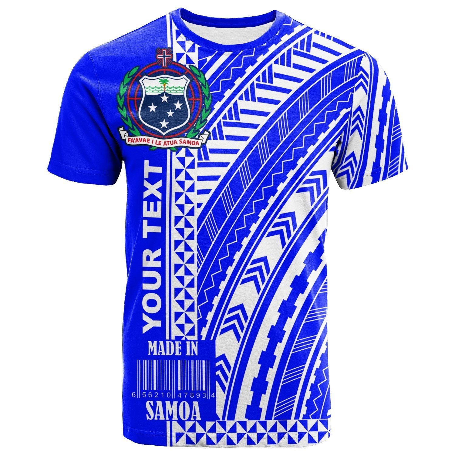 Samoa Custom Personalised T shirt - Barcode Blue Color - Vibe Hoodie Shop